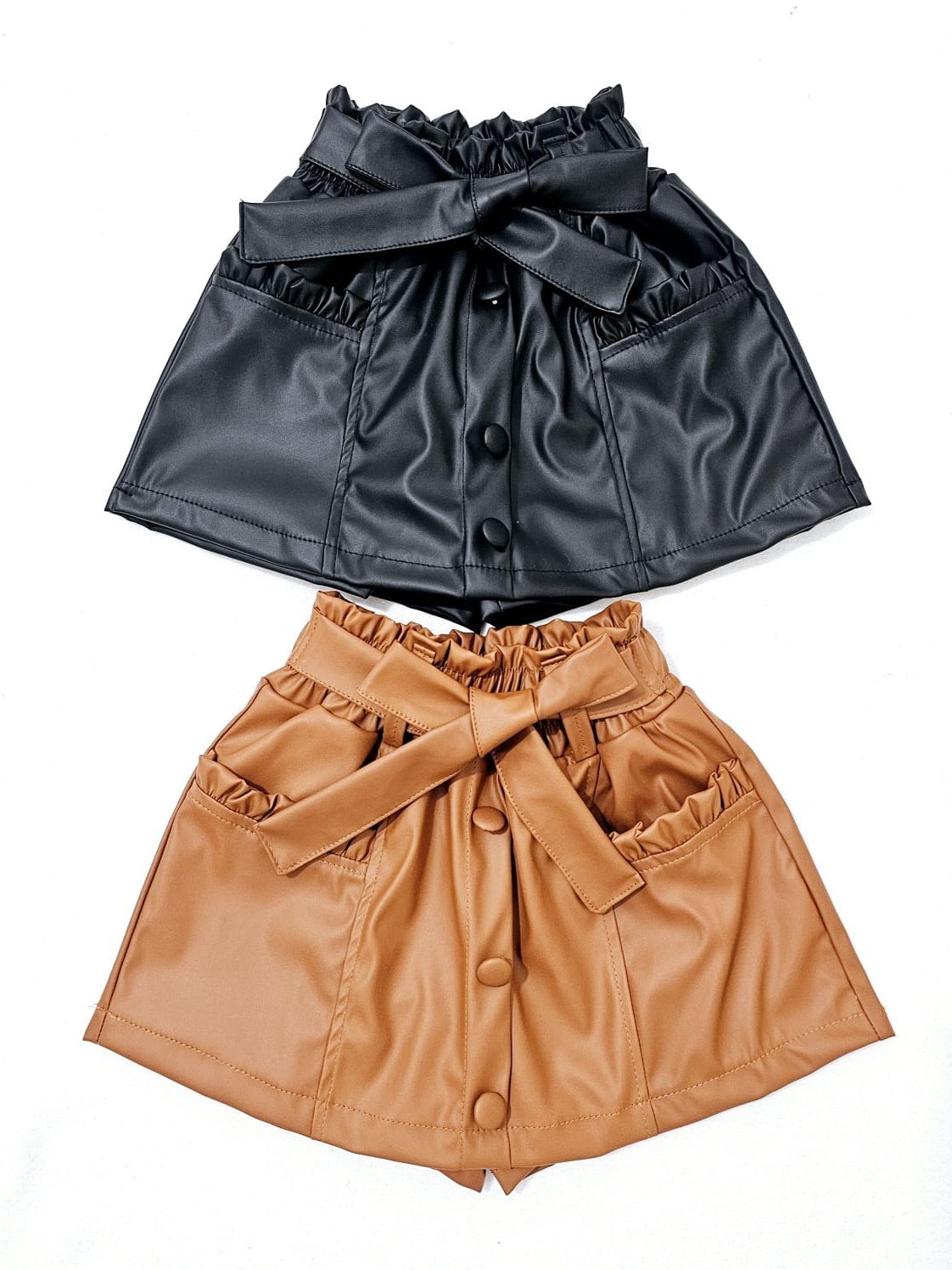 Shorts saia com cinto infantil couro fale (31)