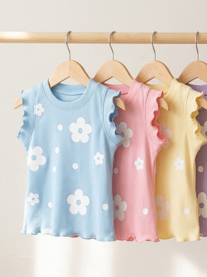 Blusinha regata estampa flores infantil