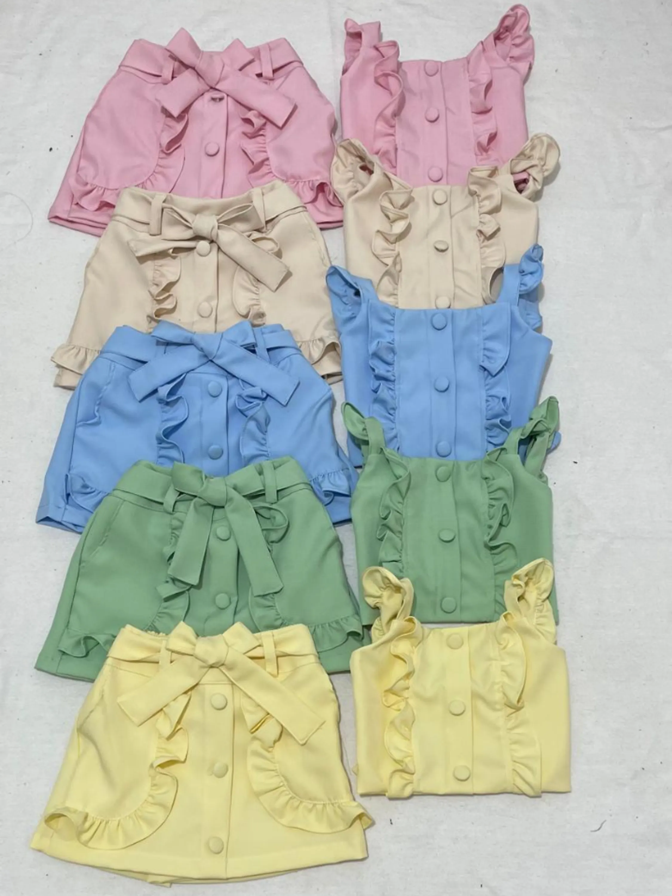 Conjunto feminino infantil tecido Luis (Azul)