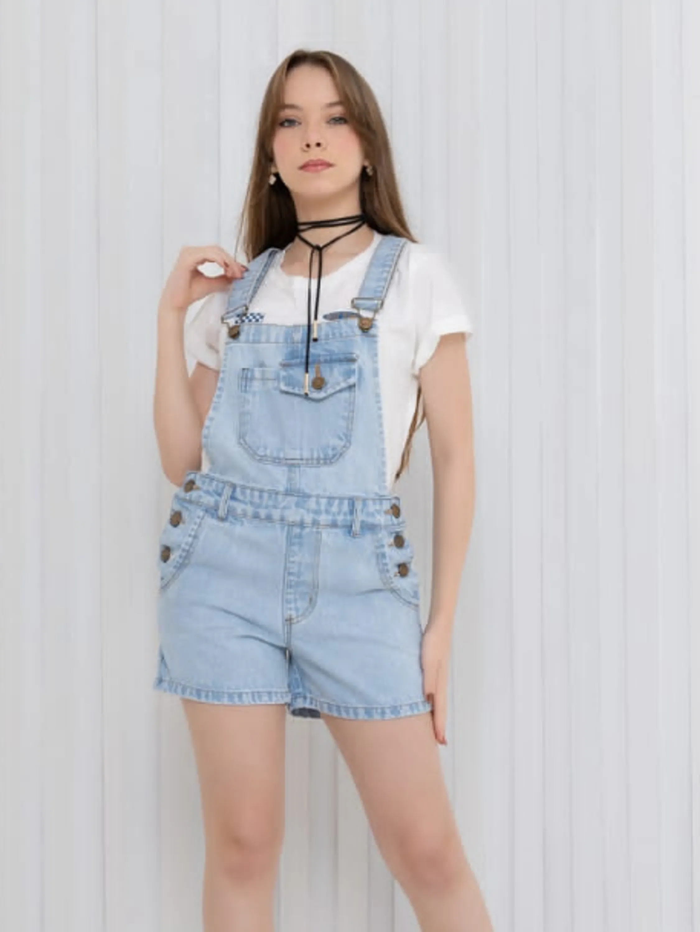 Jardineira jeans juvenil (D)