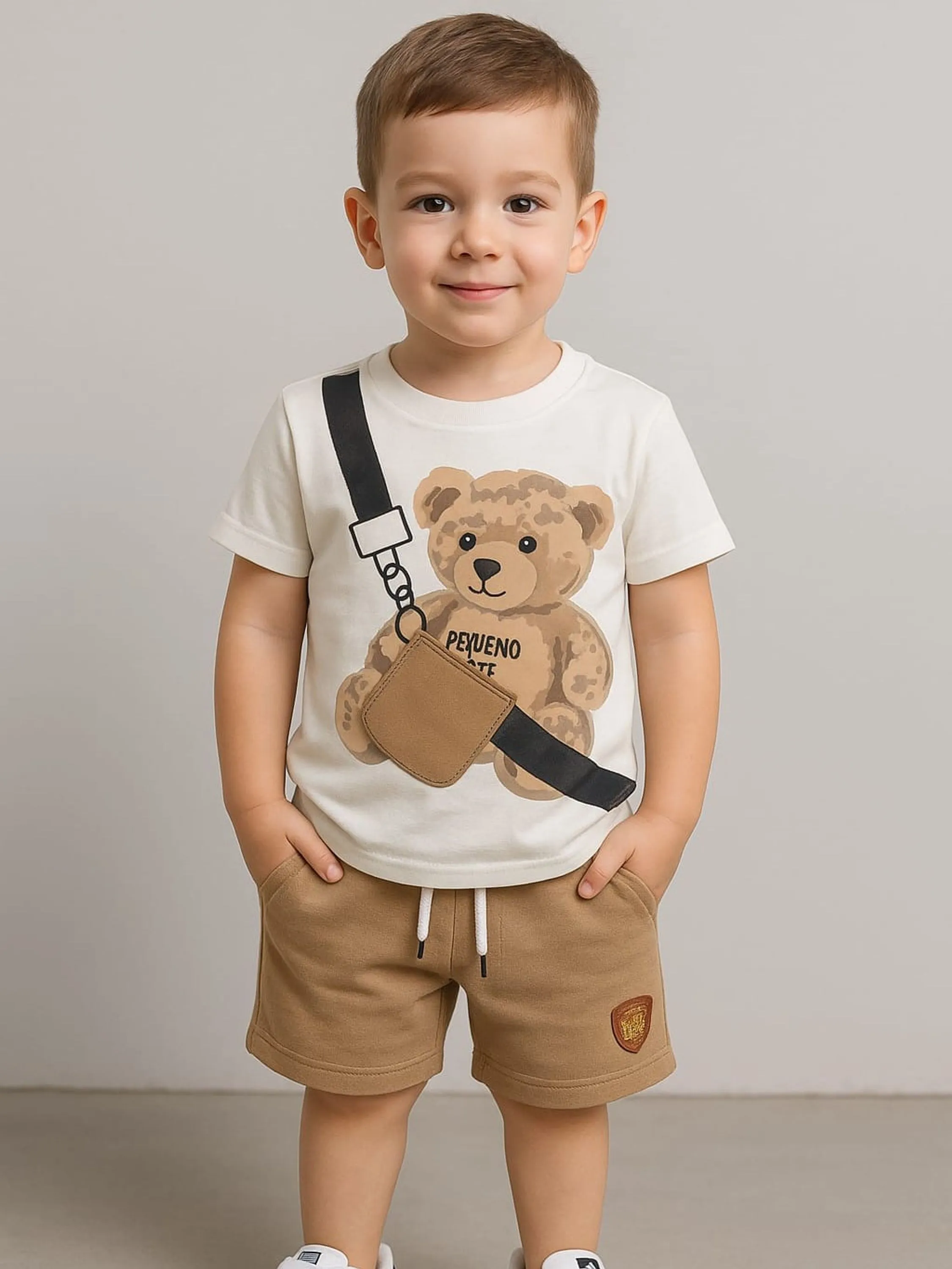 Conjunto infantil masculino bermuda e camiseta