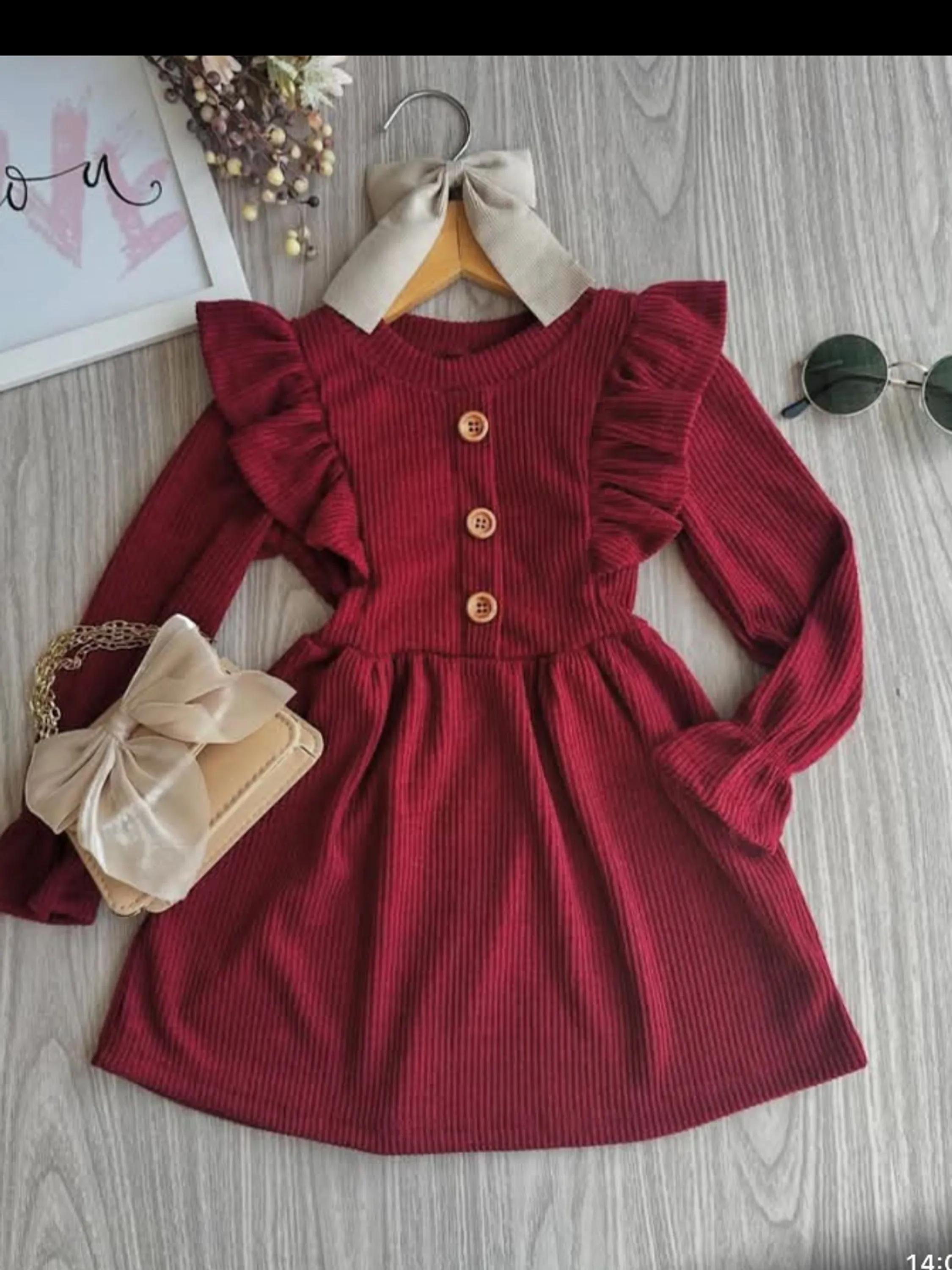 Vestido infantil manga longa