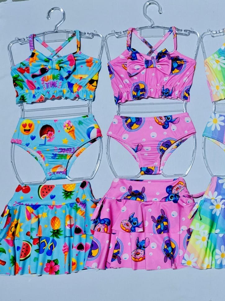 Conjunto de 3 peças de biquíni infantil (08)