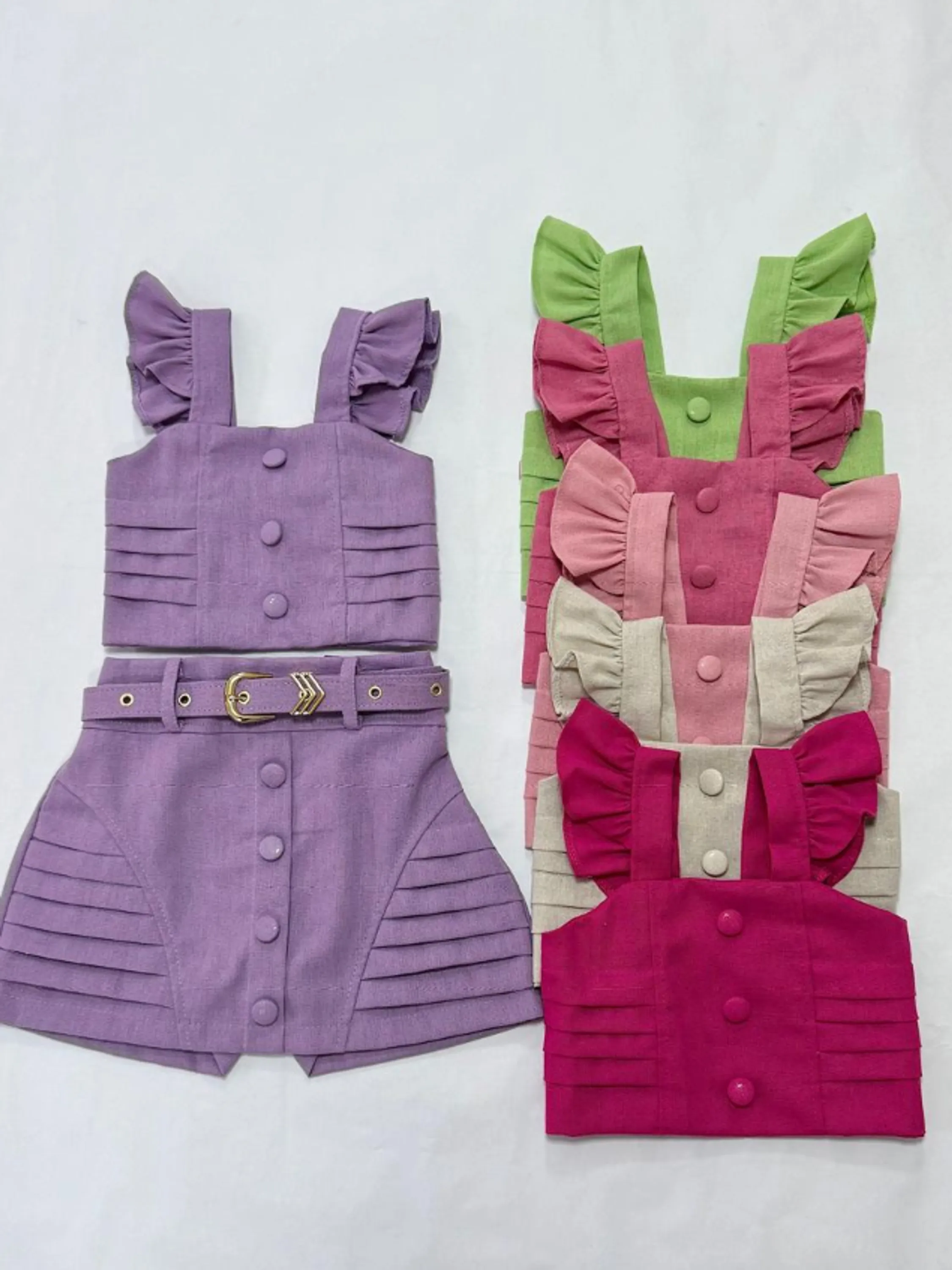 Conjunto infantil shorts saia e cropped (09)