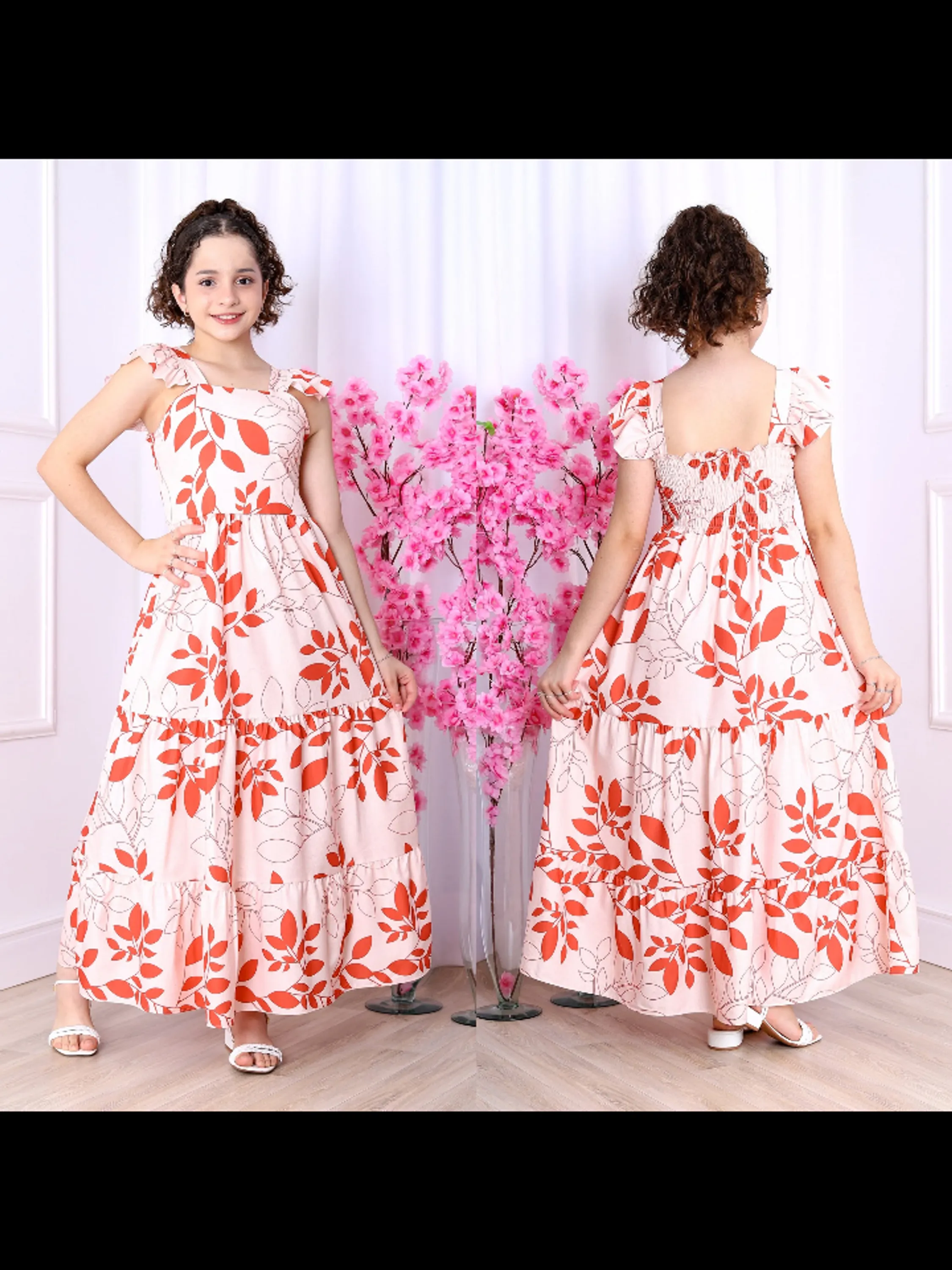 Vestido longo juvenil estampado (0)