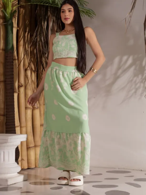 Conjunto juvenil saia longa e Cropped (O)