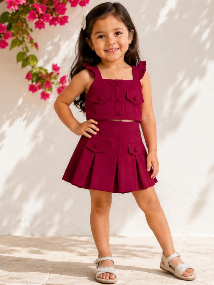 Conjunto infantil shorts saia e Cropped (Noel)