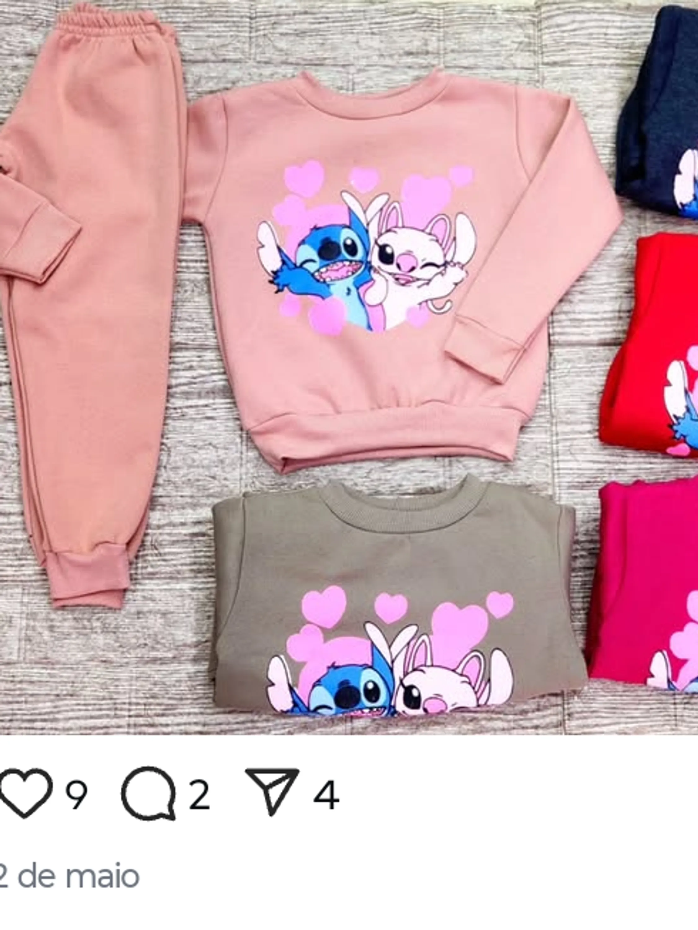 Conjunto moletom flanelado infantil 2 cabos
