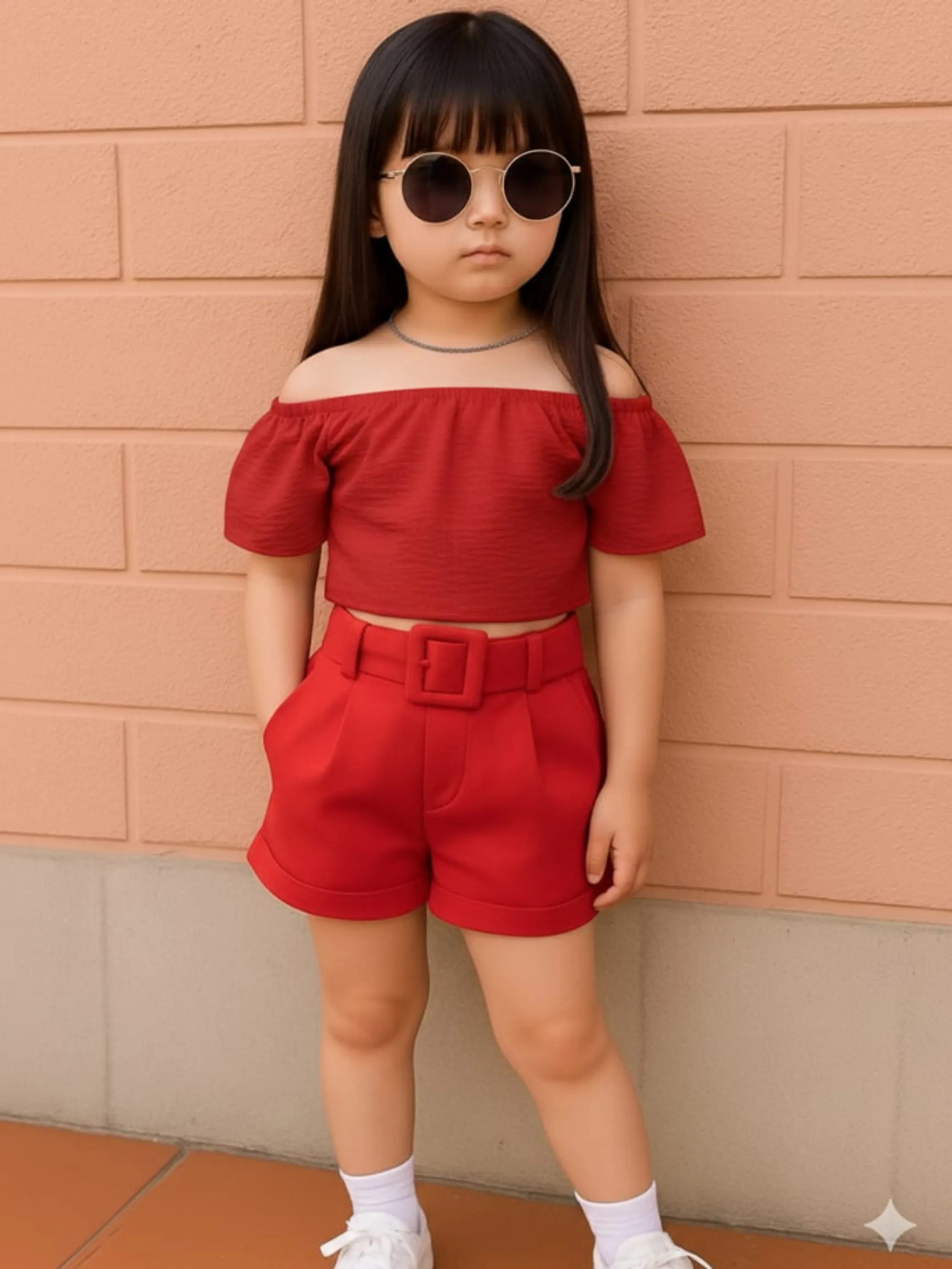 Shorts infantil e juvenil com cinto forrado (07)