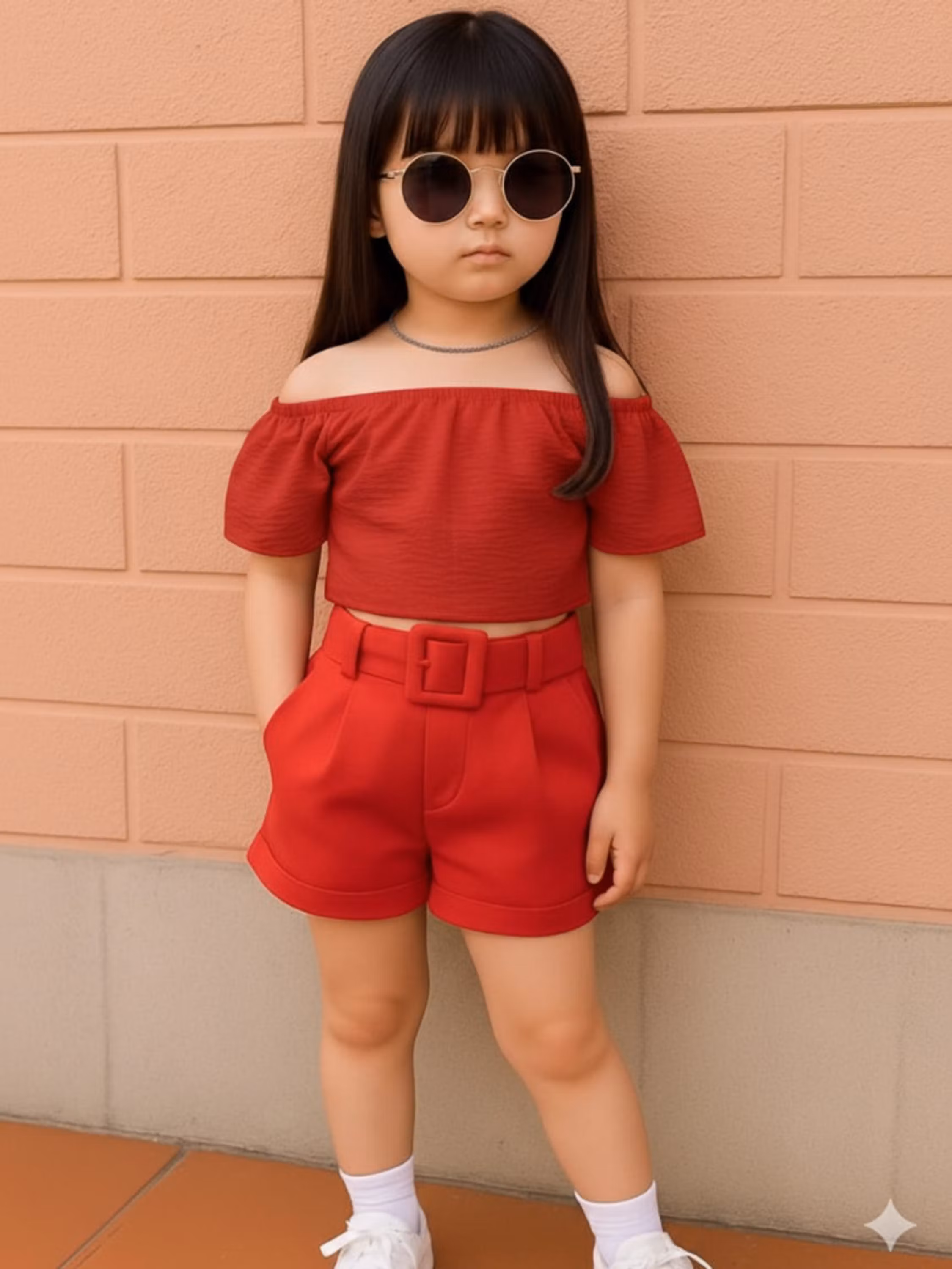 Shorts infantil e juvenil com cinto forrado (07)