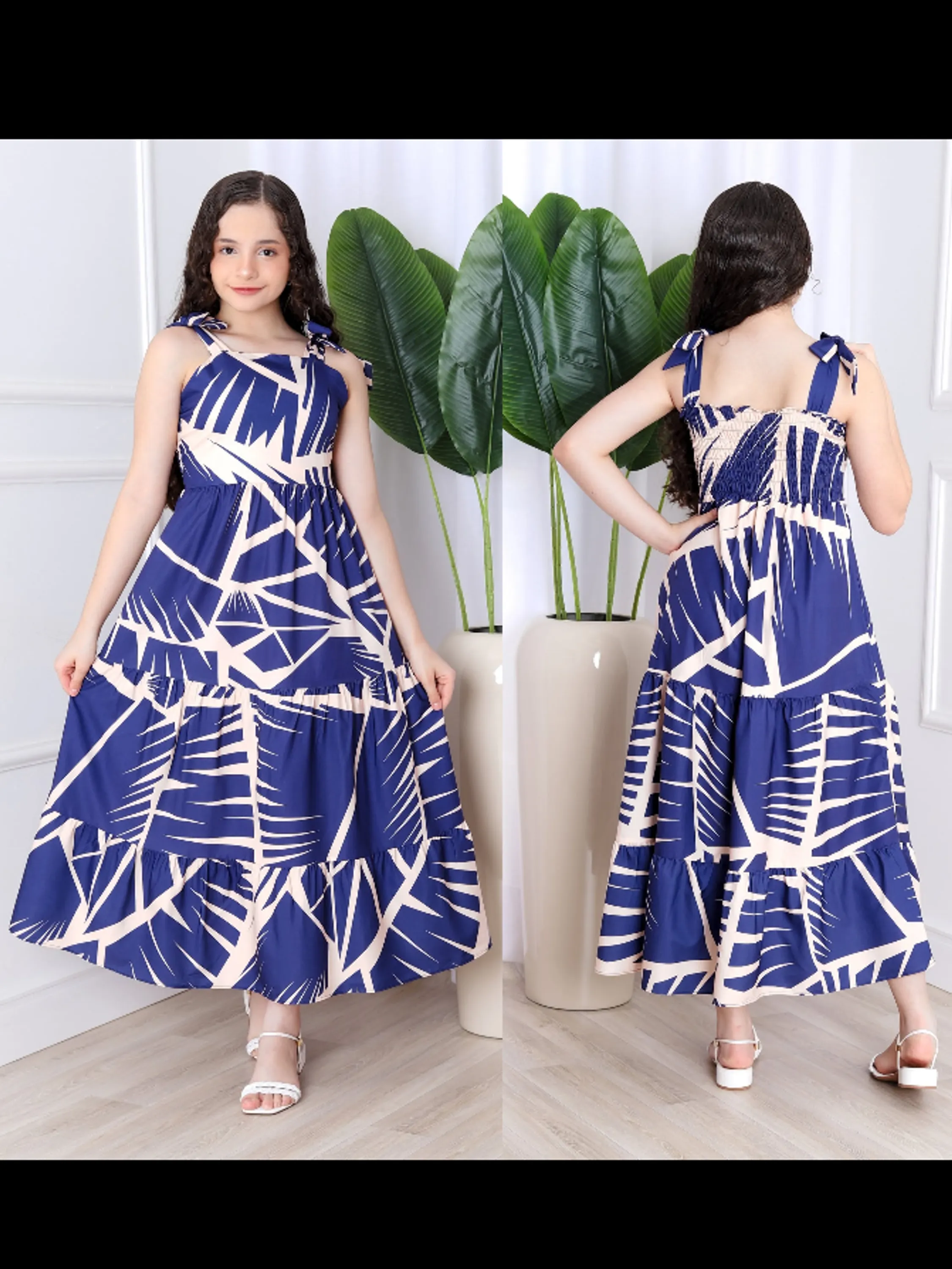 Vestido longo juvenil estampado (0)