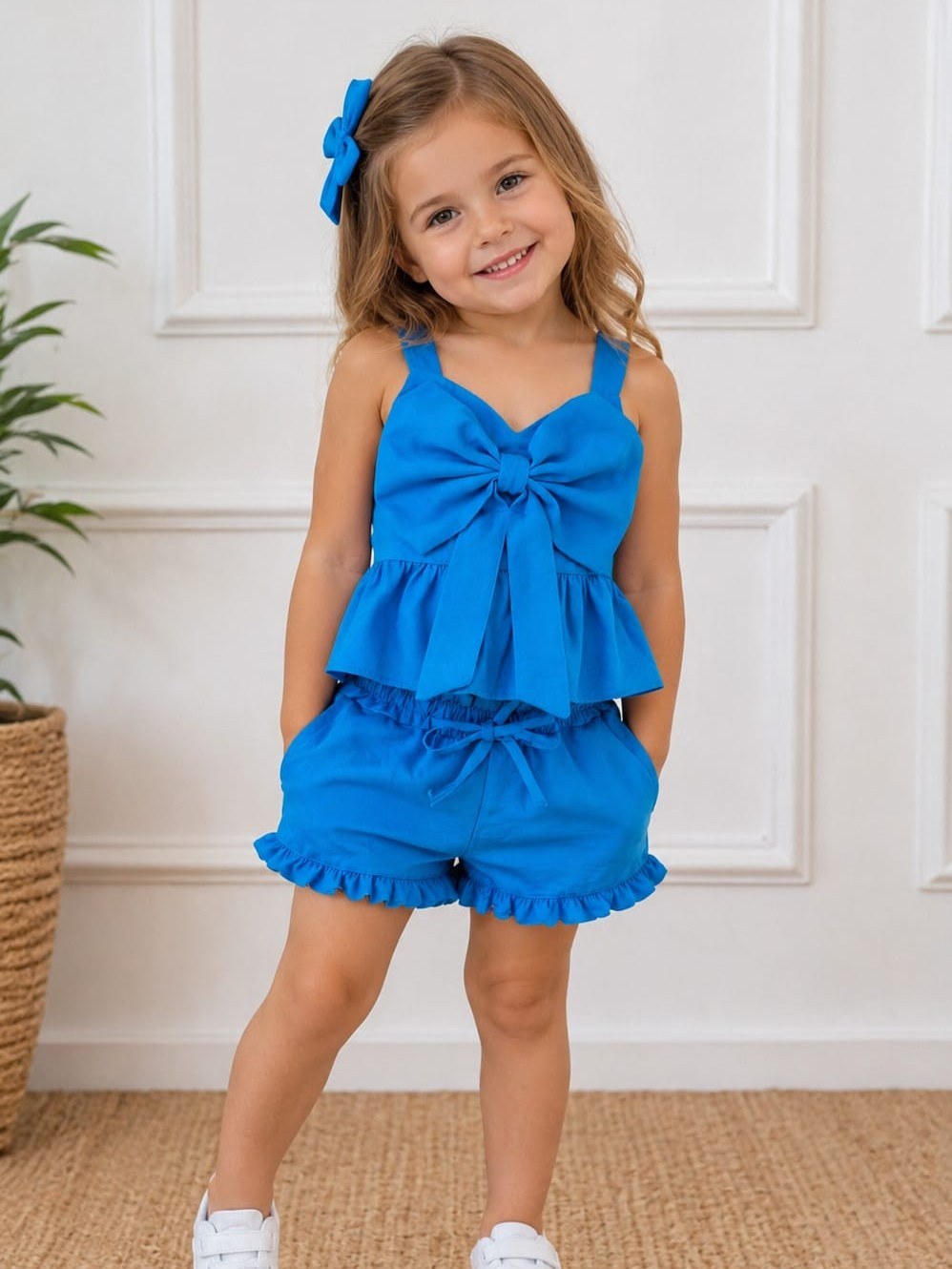 Conjunto infantil shorts e blusinha (Azul)