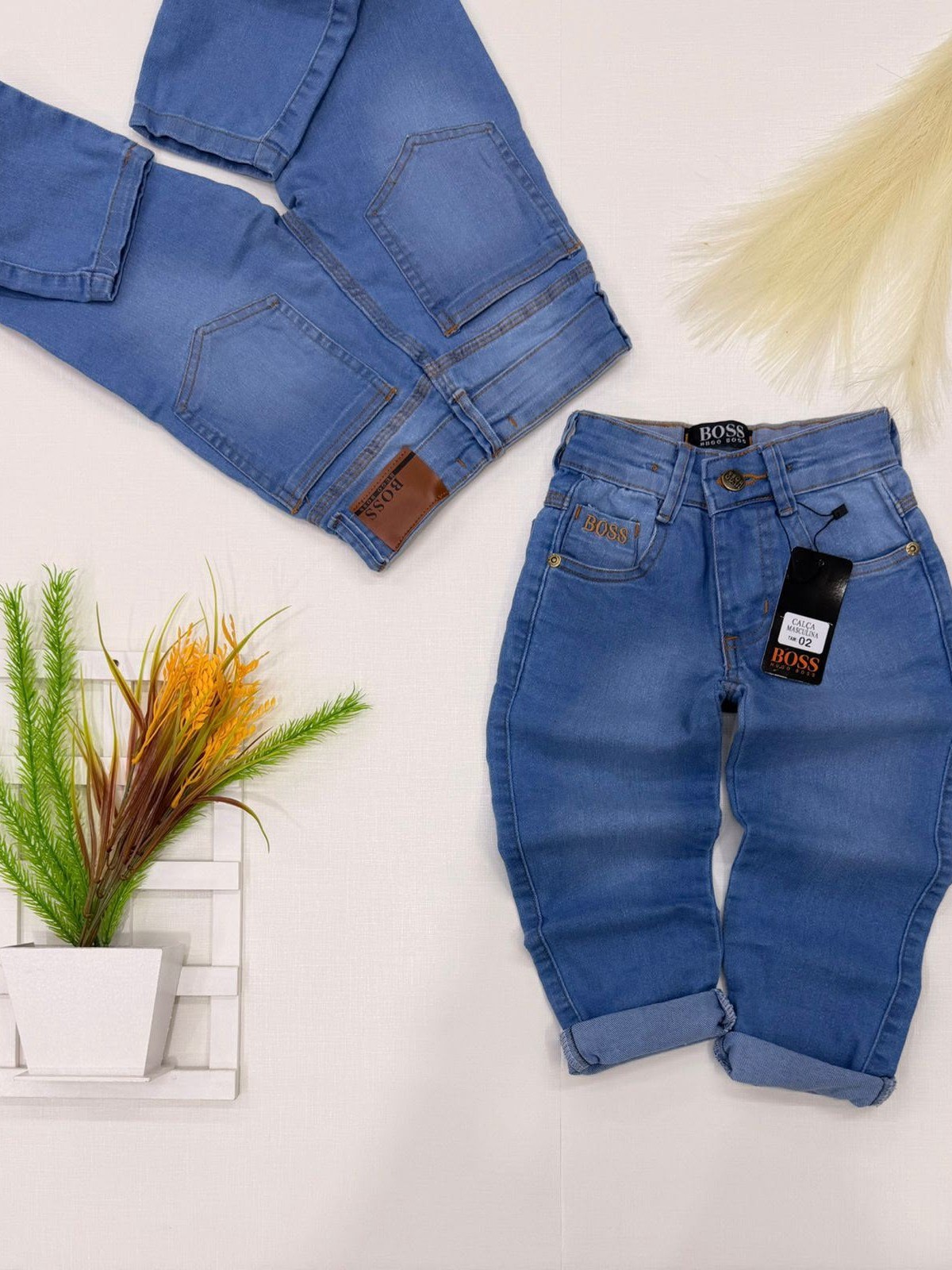 Calça jeans masculina infantil e juvenil 1 linha