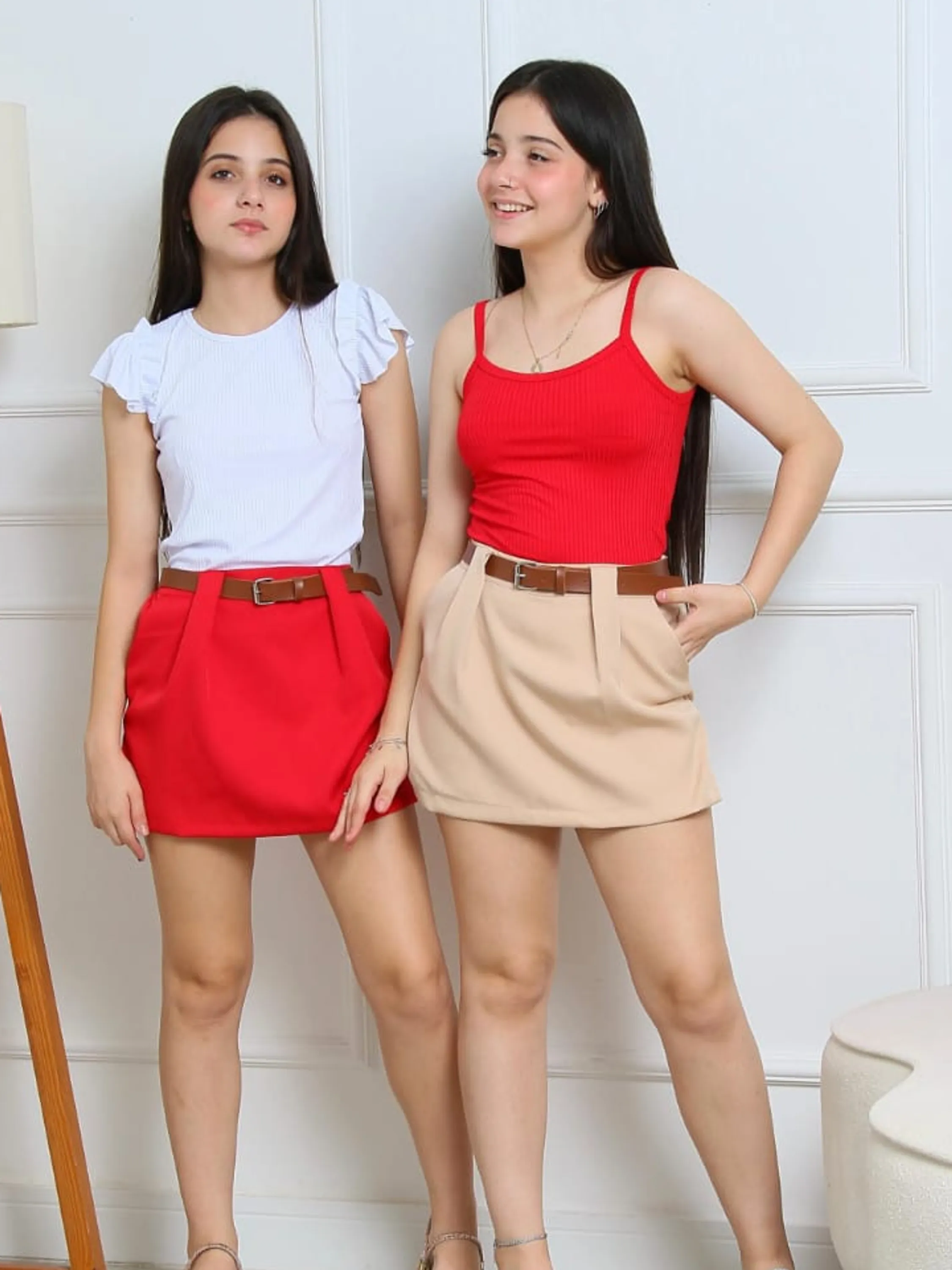 Shorts saia juvenil com cinto (01)