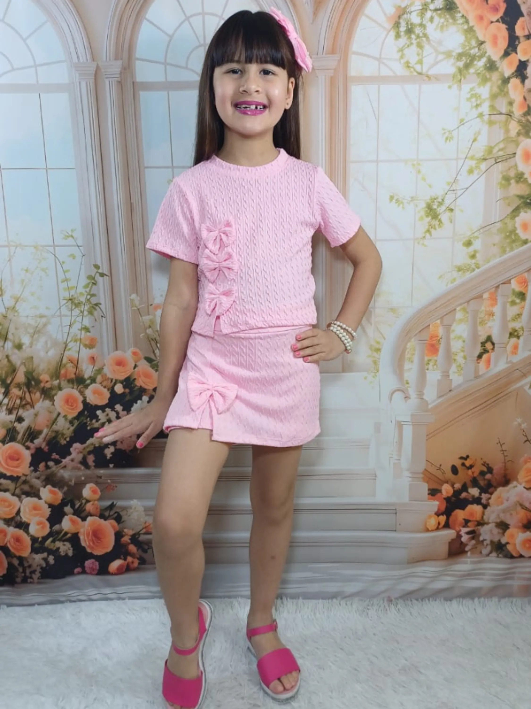 Conjunto infantil e juvenil shorts saia e blusinha (11)
