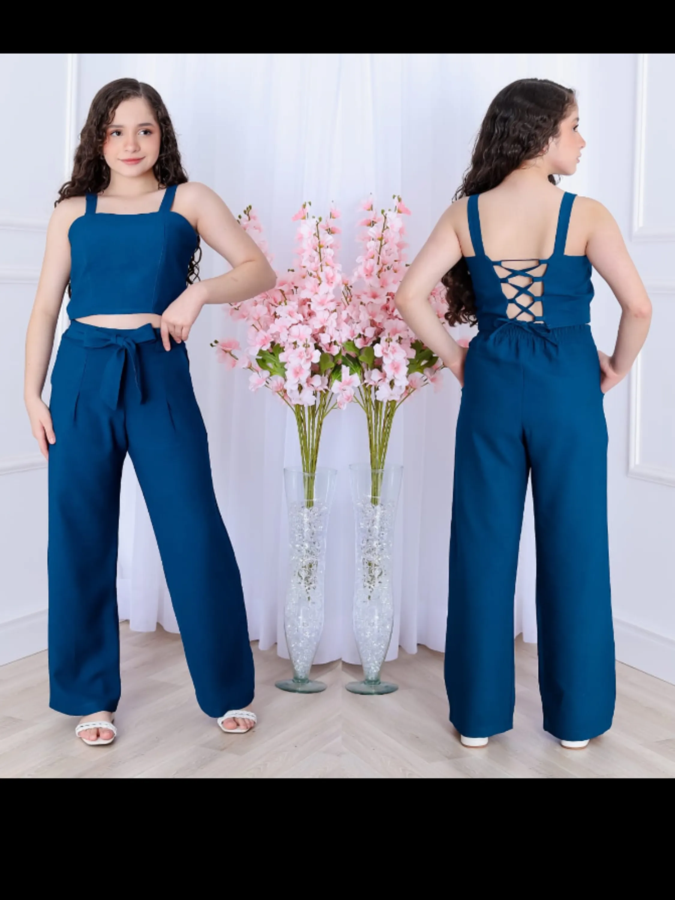 Conjunto juvenil calça e cropped (P)