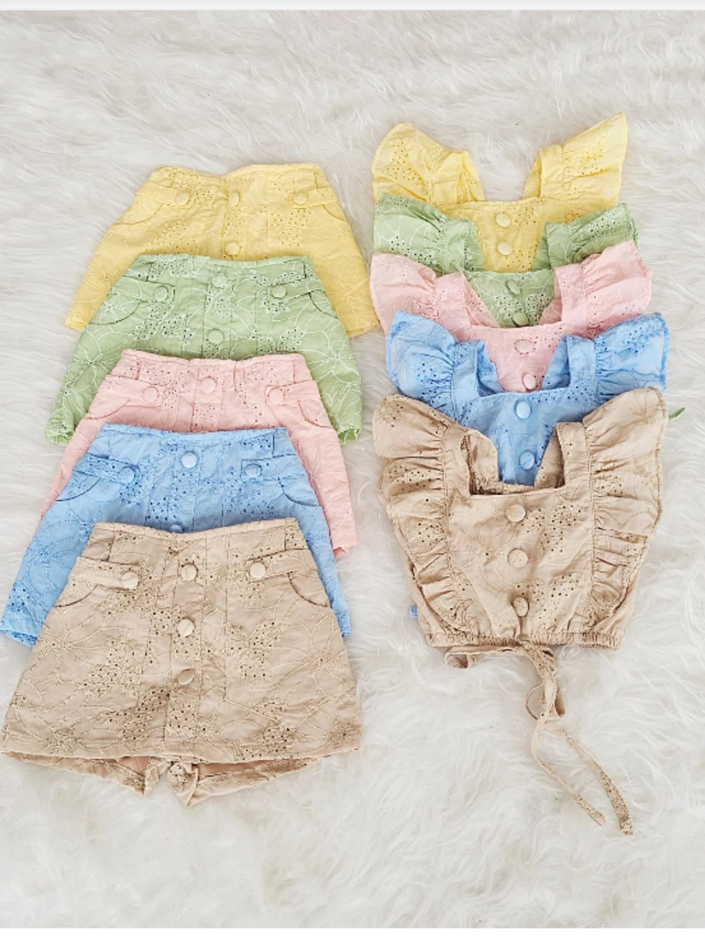 Conjunto infantil cropped e shorts saia infantil (12)