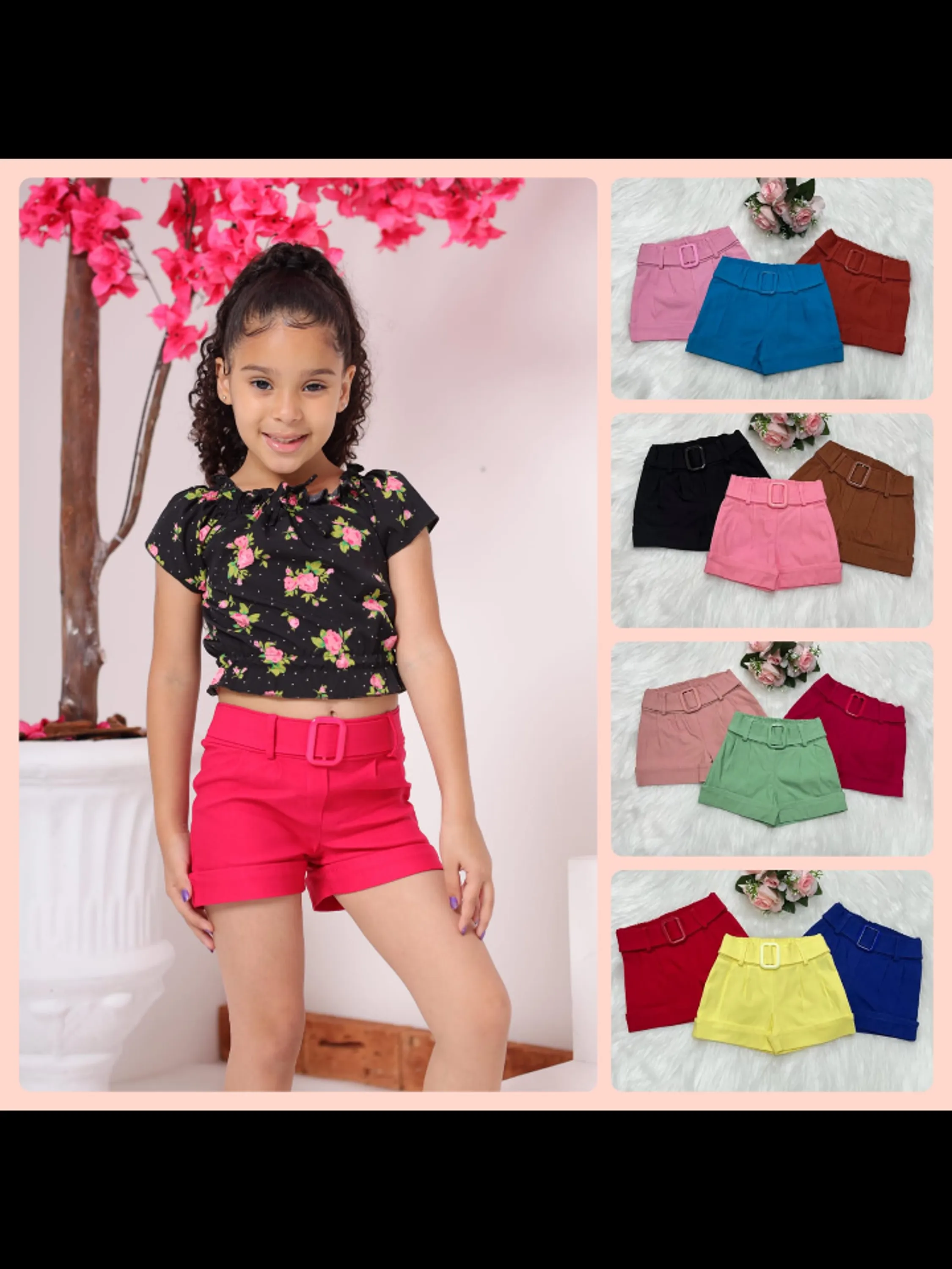 Shorts infantil com cinto