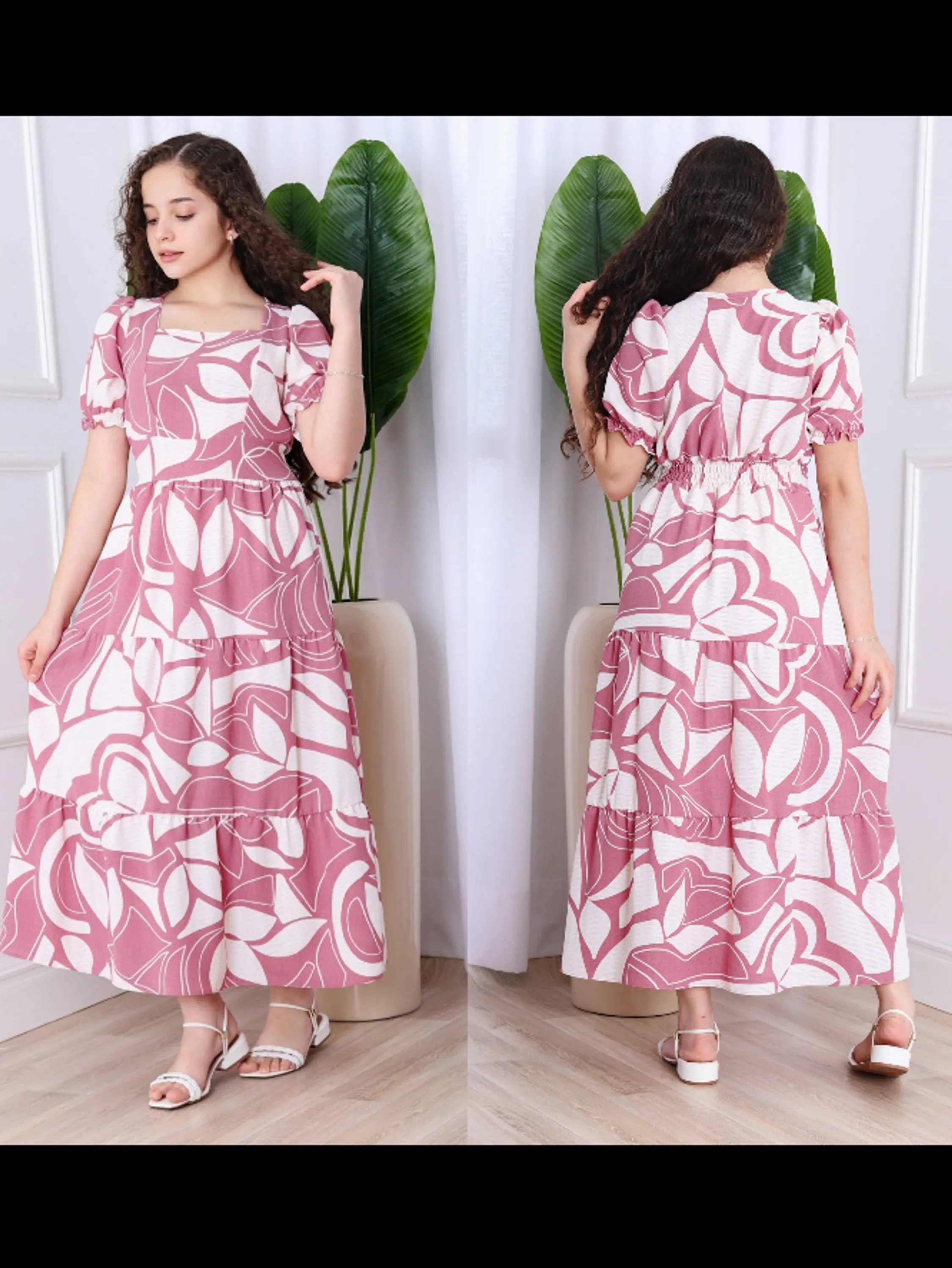 Vestido longo juvenil estampado (P)