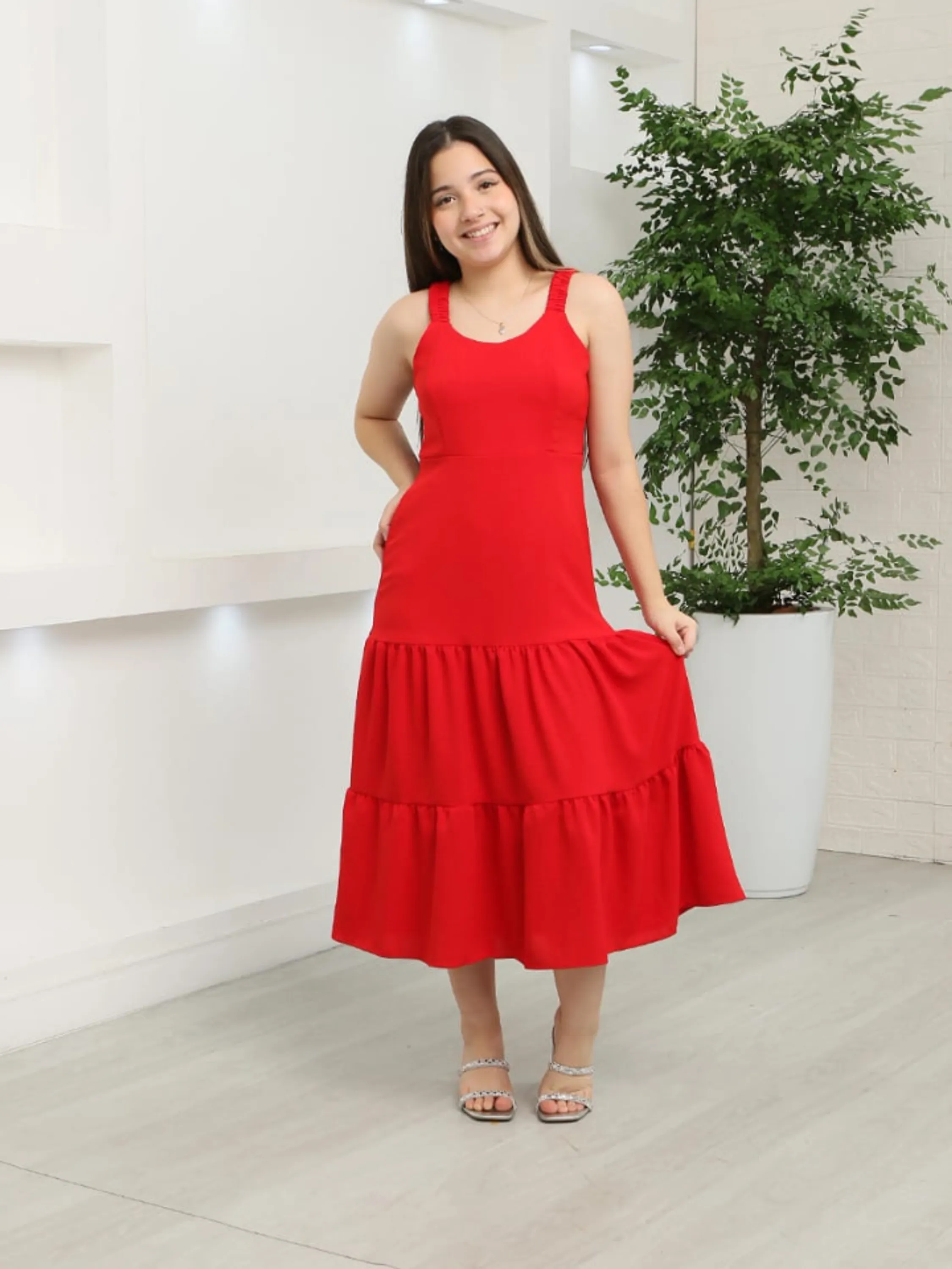 Vestido MIDI juvenil com forro (18)