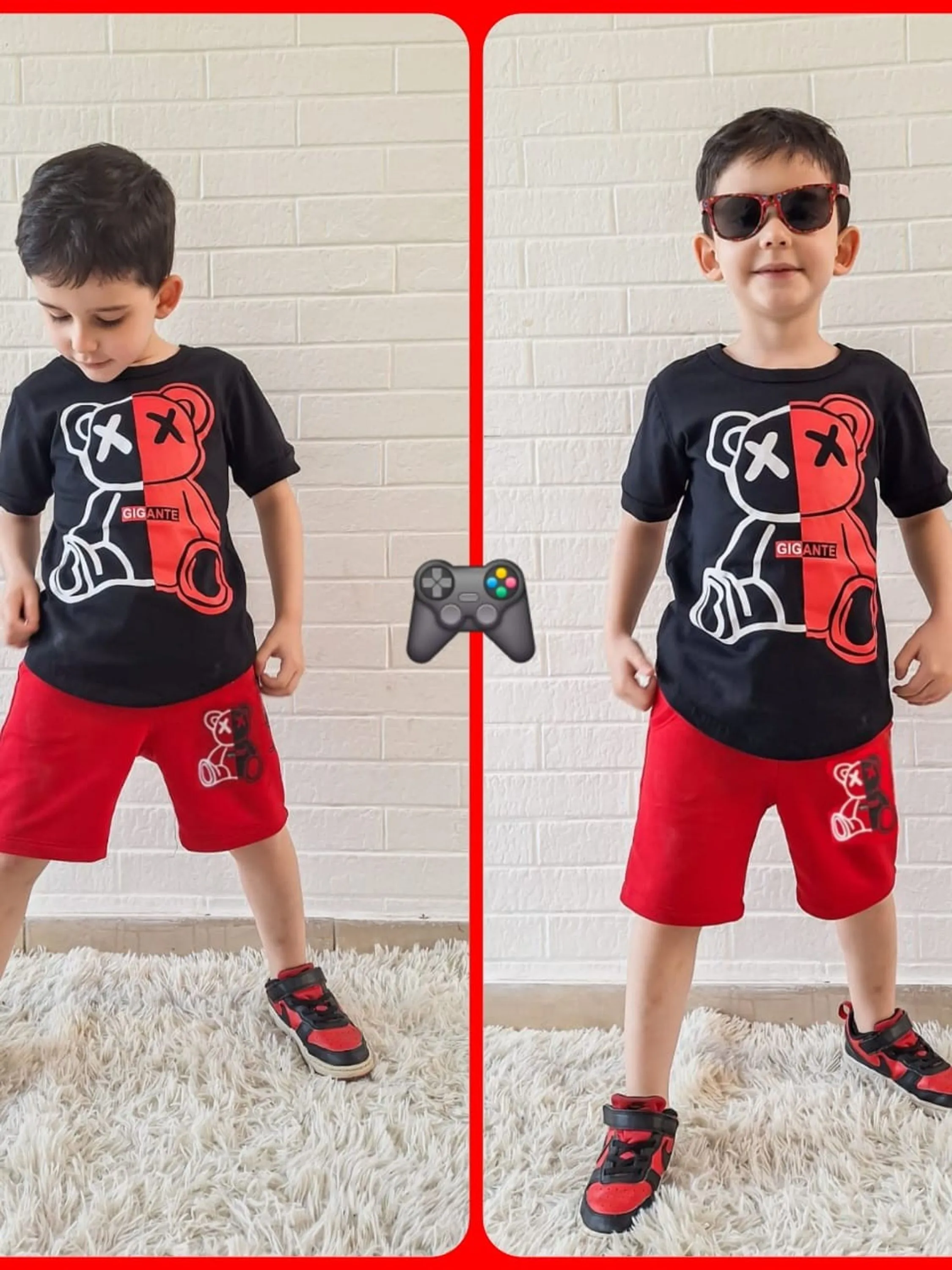 Conjunto infantil masculino bermuda e camiseta
