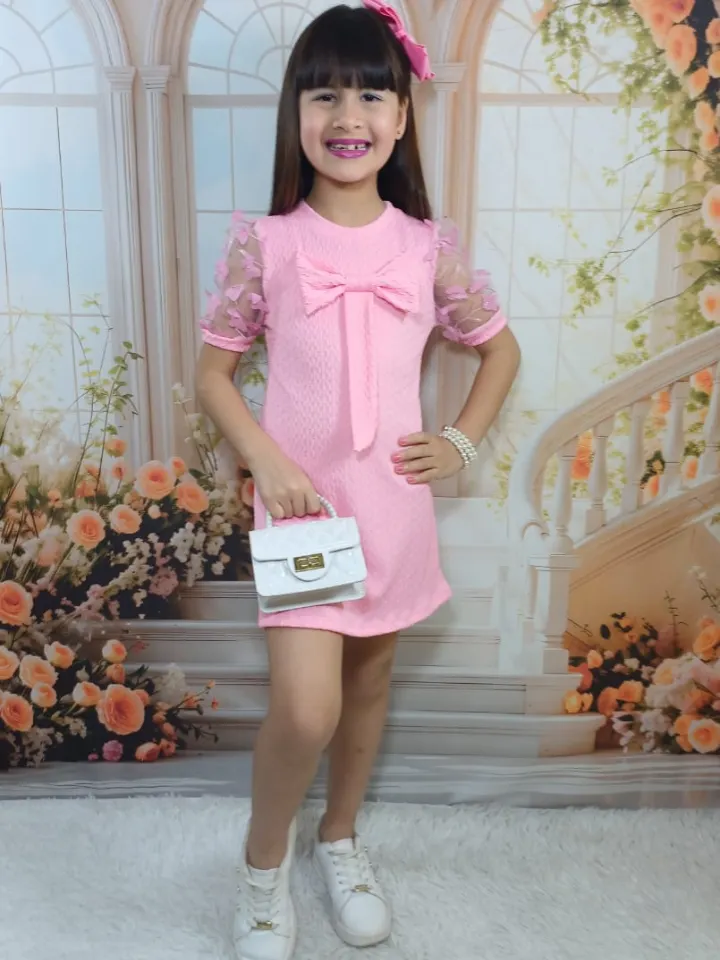 Vestido infantil com laço e manga tule (11)