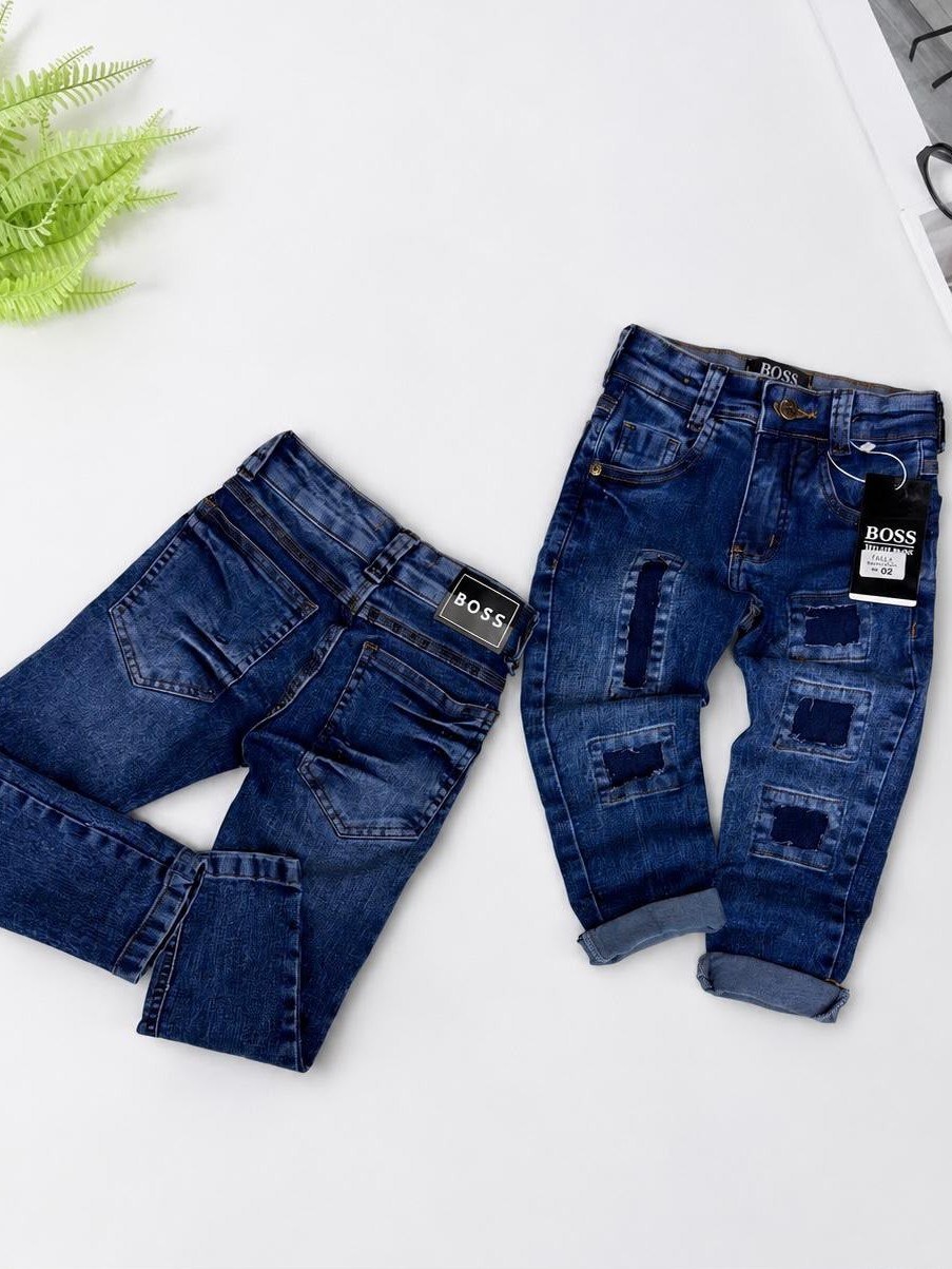 Calça jeans masculina infantil e juvenil 1 linha