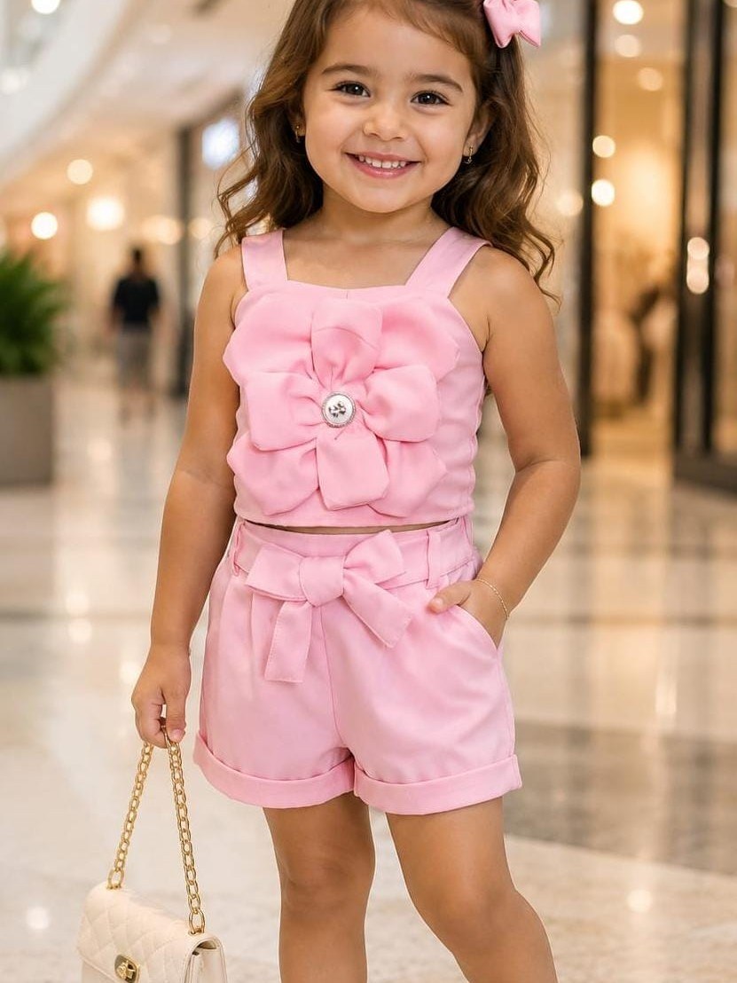 Conjunto infantil shorts com bolso e Cropped (38)