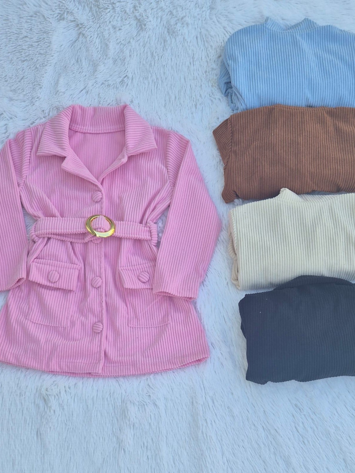 Vestido com cinto infantil (Azul)