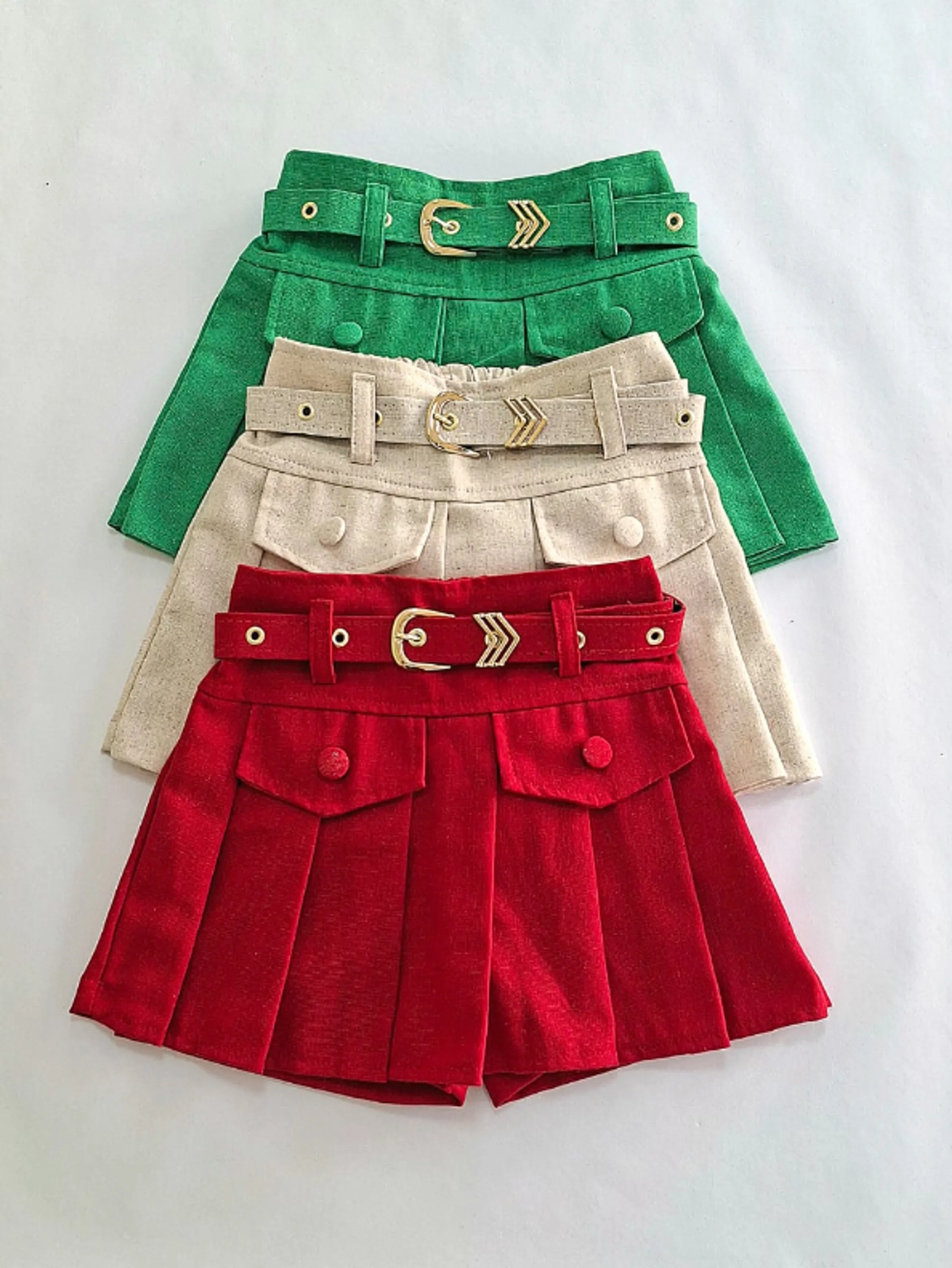 Shorts saia infantil com cinto (09)