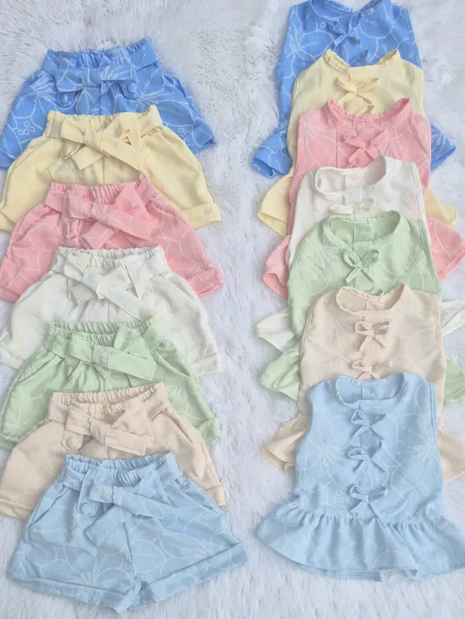 Conjunto infantil de shorts tecido duna (azul)