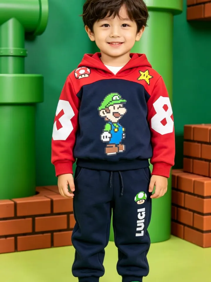 Conjunto moletom flanelado infantil com touca
