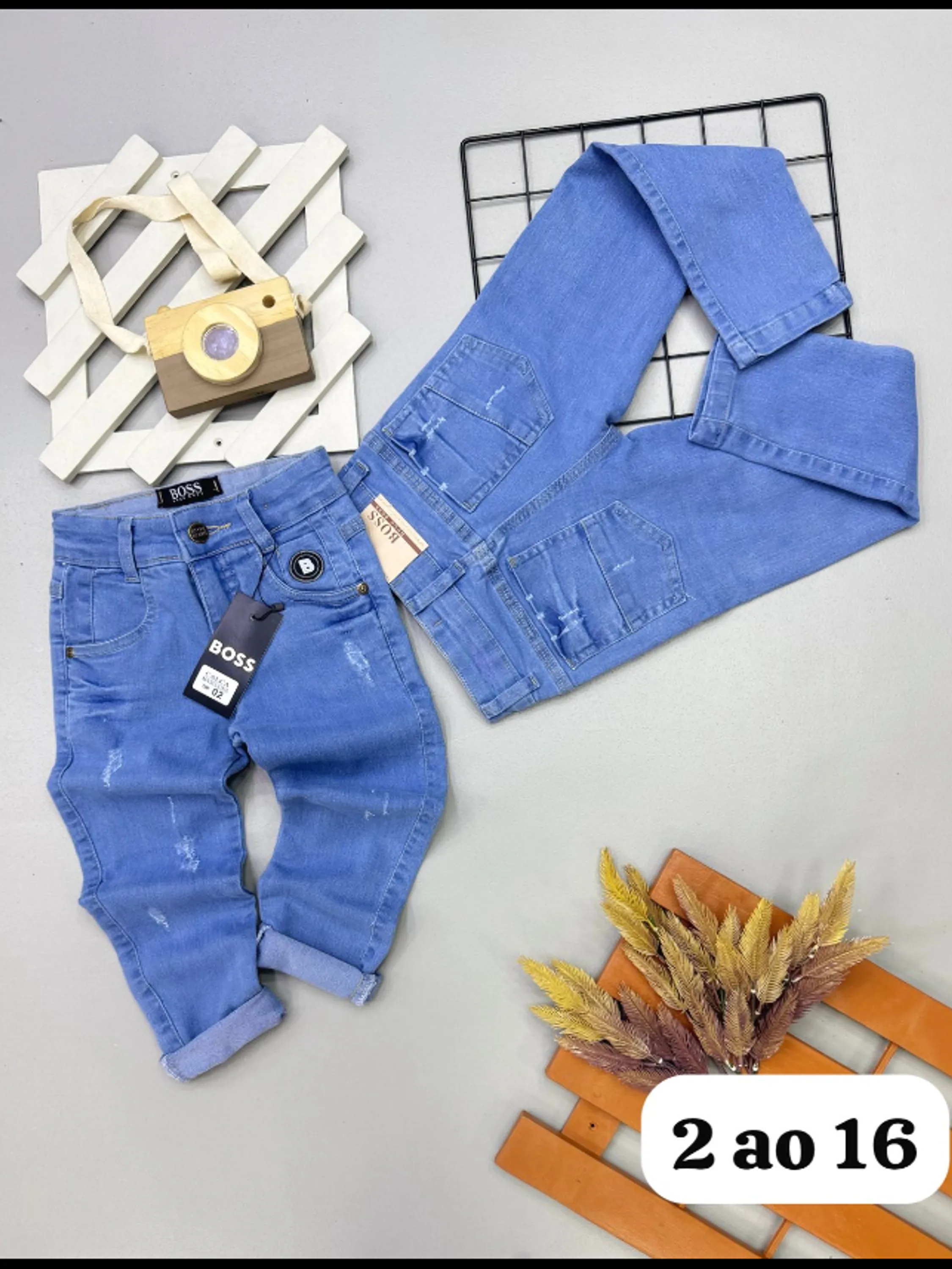 Calça jeans masculina infantil e juvenil 1 linha