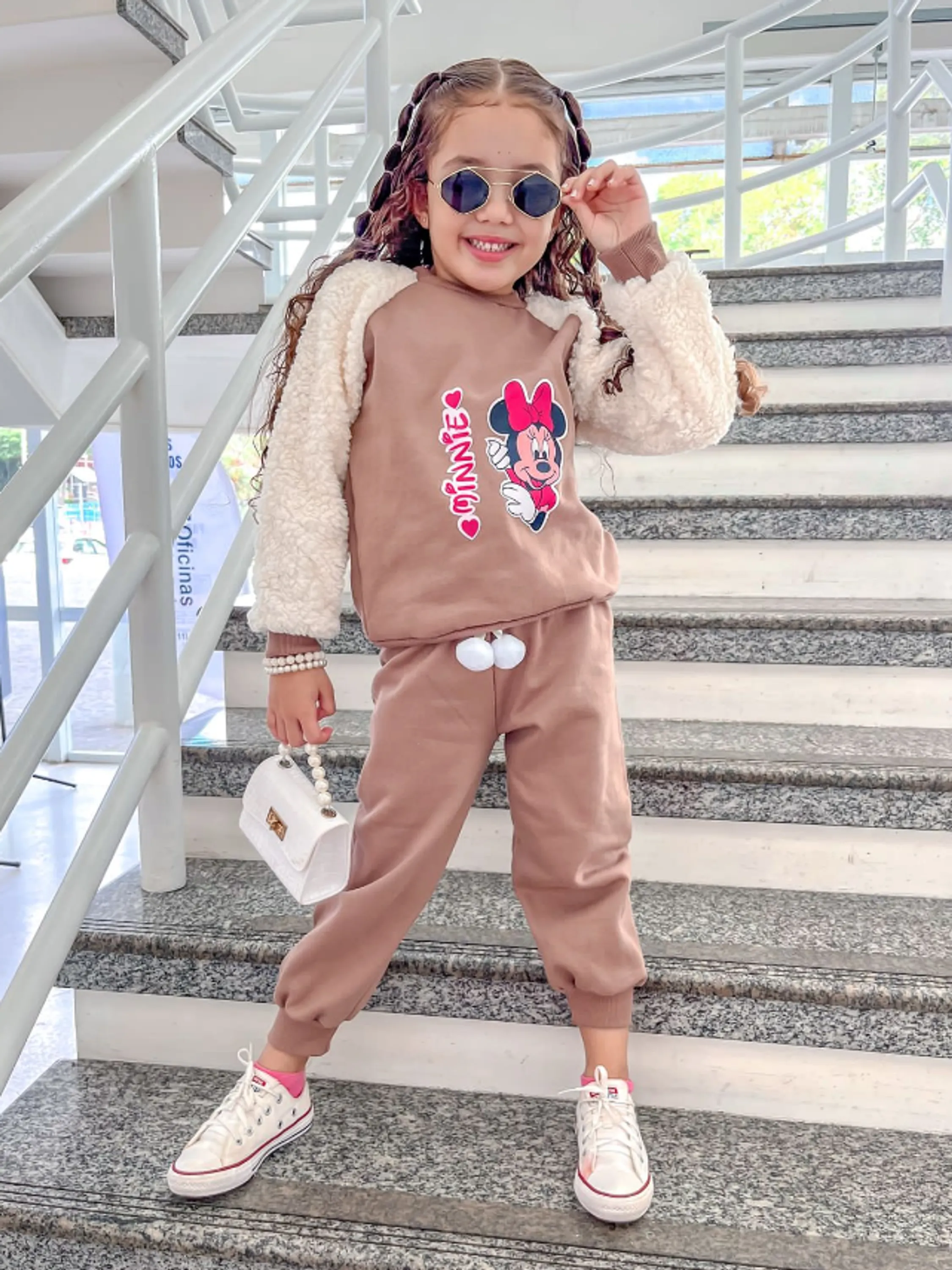 Conjunto infantil com aplicação e manga Pelúcia