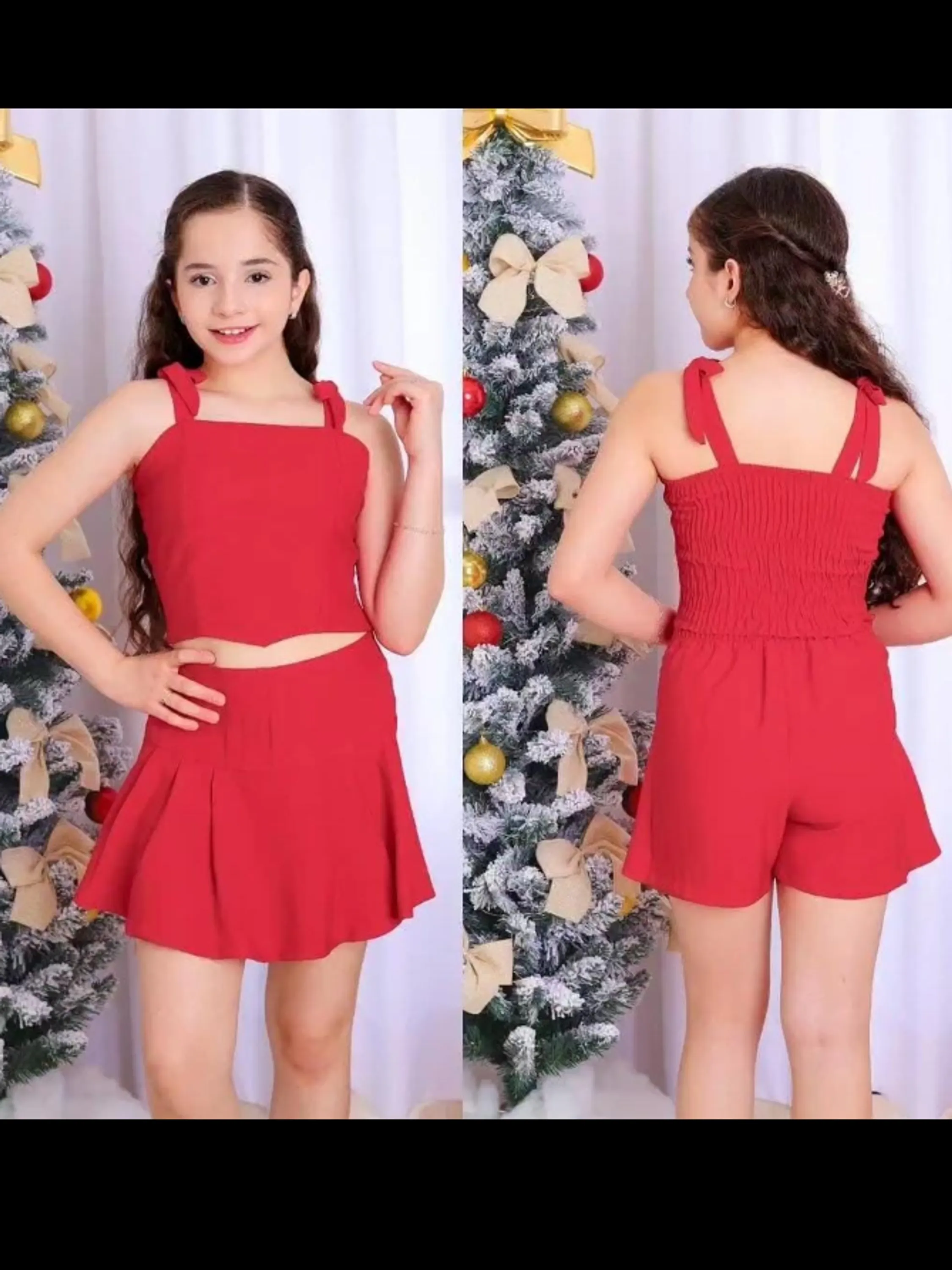 Conjunto feminino juvenil shorts saia (P)