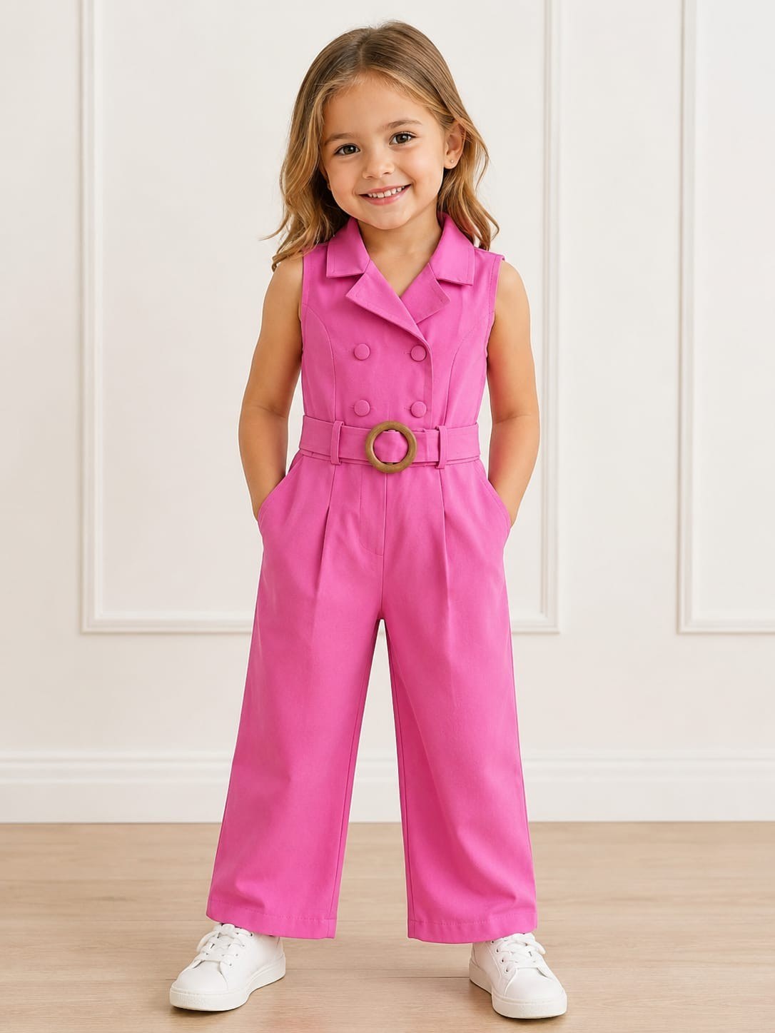 Macacão de calça infantil com cinto (azul)