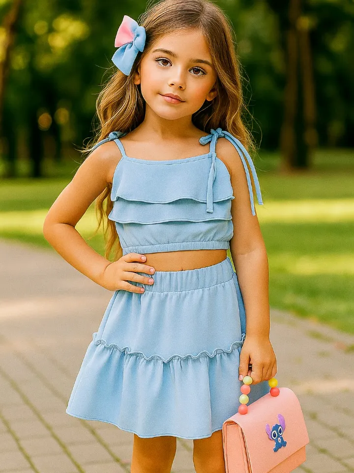 Conjunto infantil cropped e saia (07)