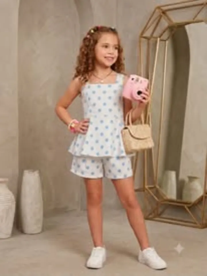 Conjunto feminino infantil de poá (07)