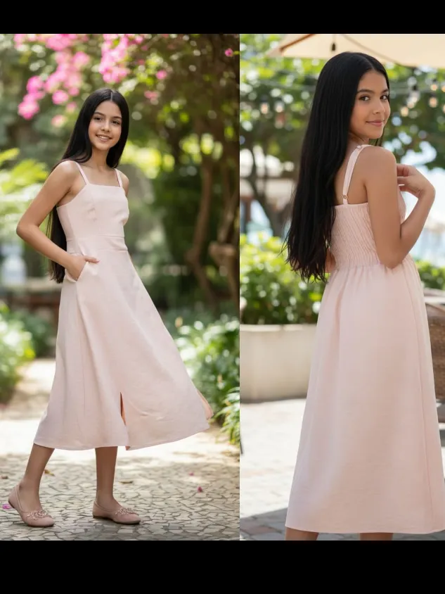 Vestido Midi feminino juvenil de alça (P)