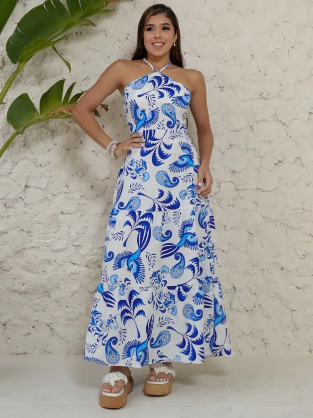Vestido longo feminino juvenil inspiração Farm (O)