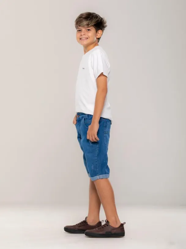 Bermuda jeans masculino juvenil
