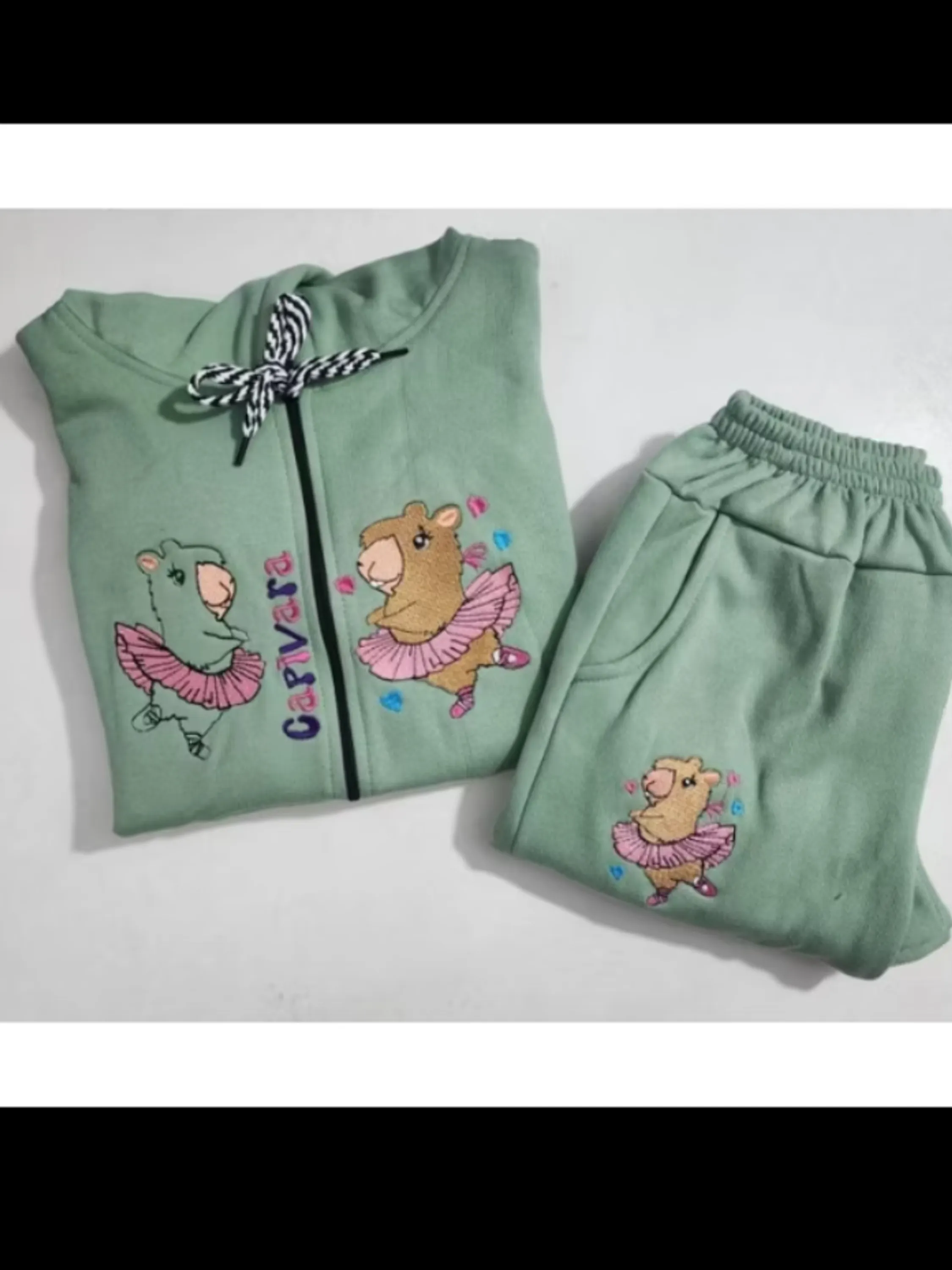 Conjunto moletom flanelado infantil com zíper