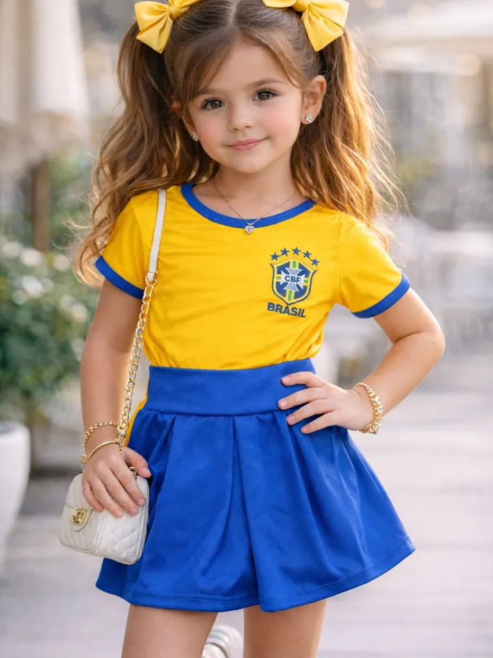 Conjunto infantil shorts saia e camiseta (07)