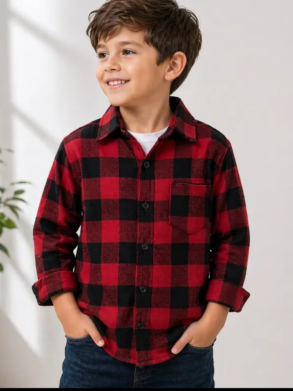Camisa xadrez flanelada infantil