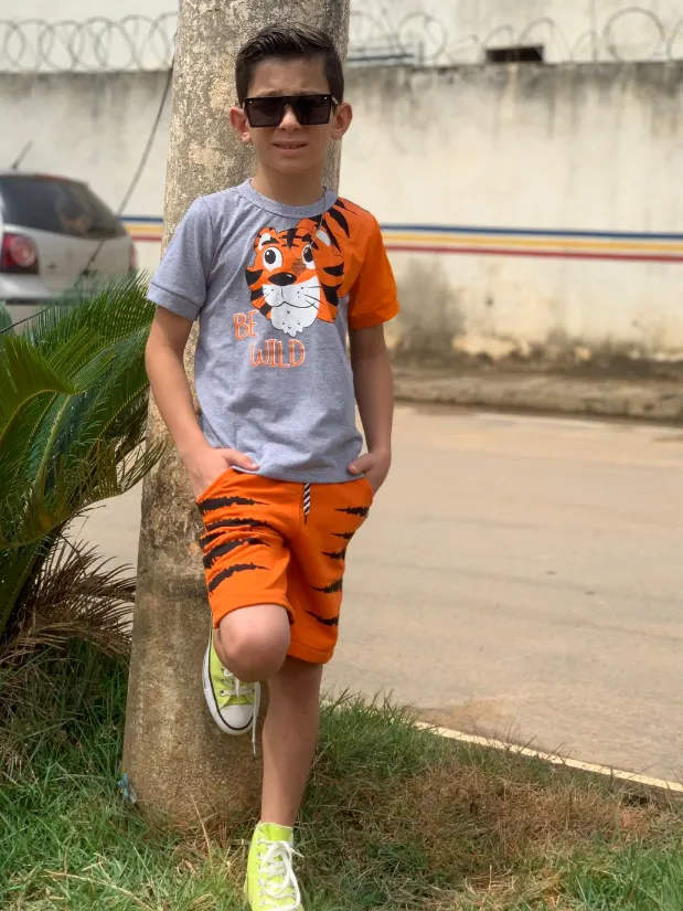 Conjunto masculino bermuda e camiseta infantil