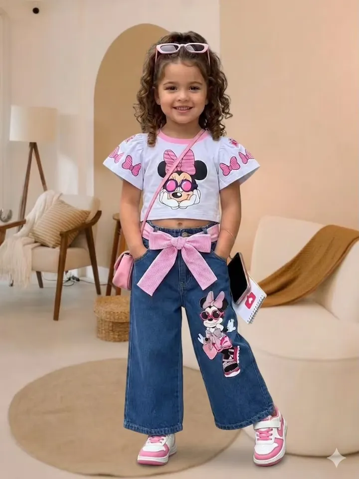 Conjunto infantil e juvenil calça e blusinha