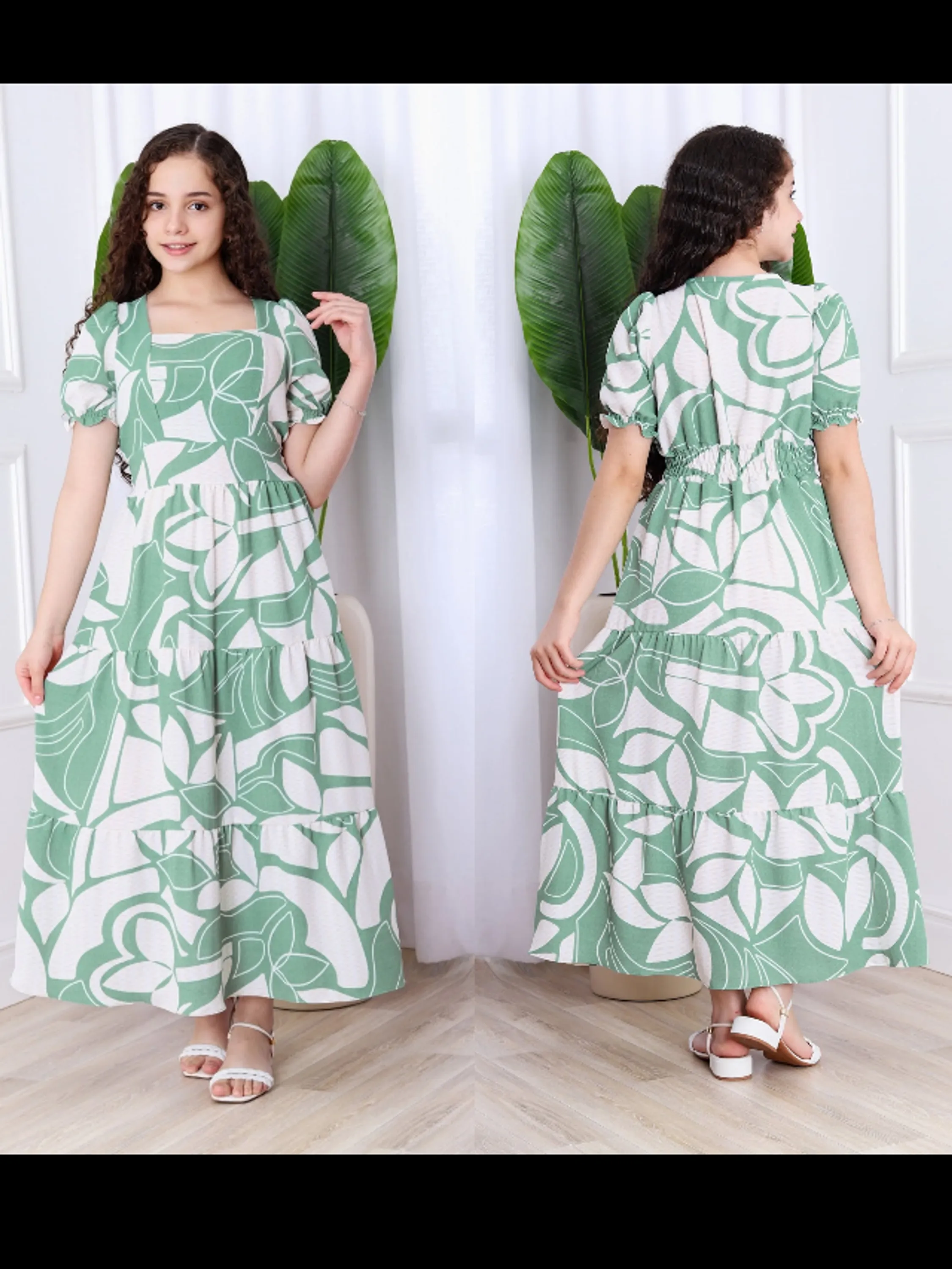 Vestido longo juvenil estampado (P)