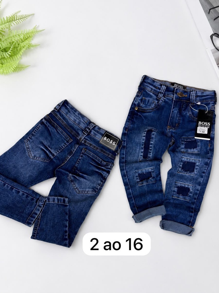 Calça jeans masculina infantil e juvenil 1 linha