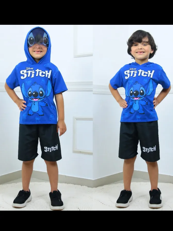 Conjunto infantil masculino com máscara no capuz