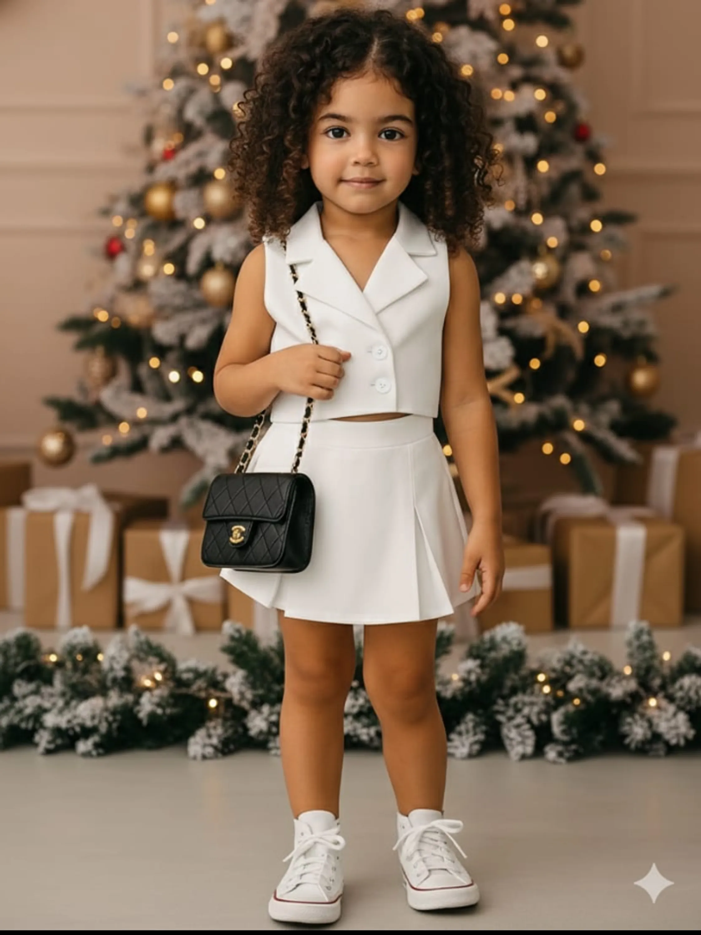 Conjunto infantil colete e shorts saia (07)